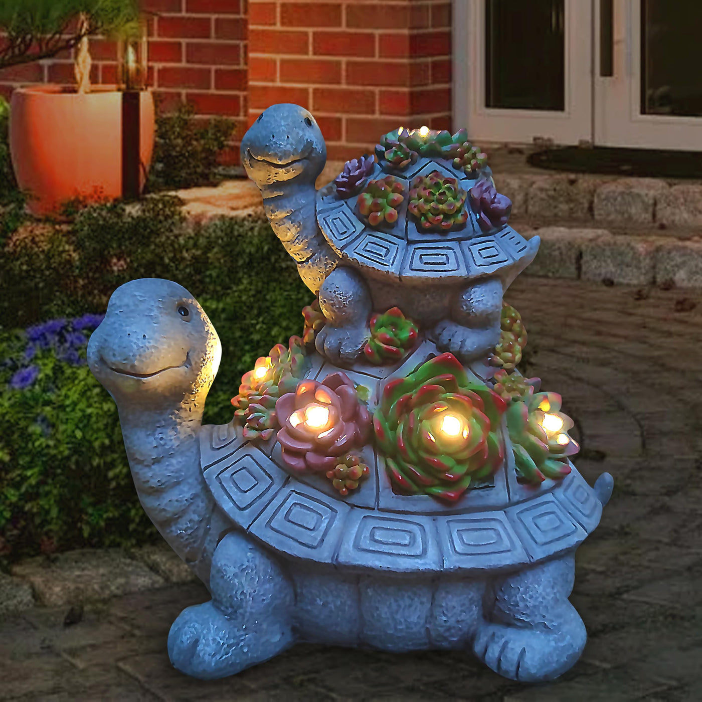 succulent statue VIOYOUNS Large Turtle Solar Garden Outdoor Statues with Succulent and 6 LED Lights,Outside Solar Turtle Decor Art for Garden,Home,Lawn,Yard, Balcony