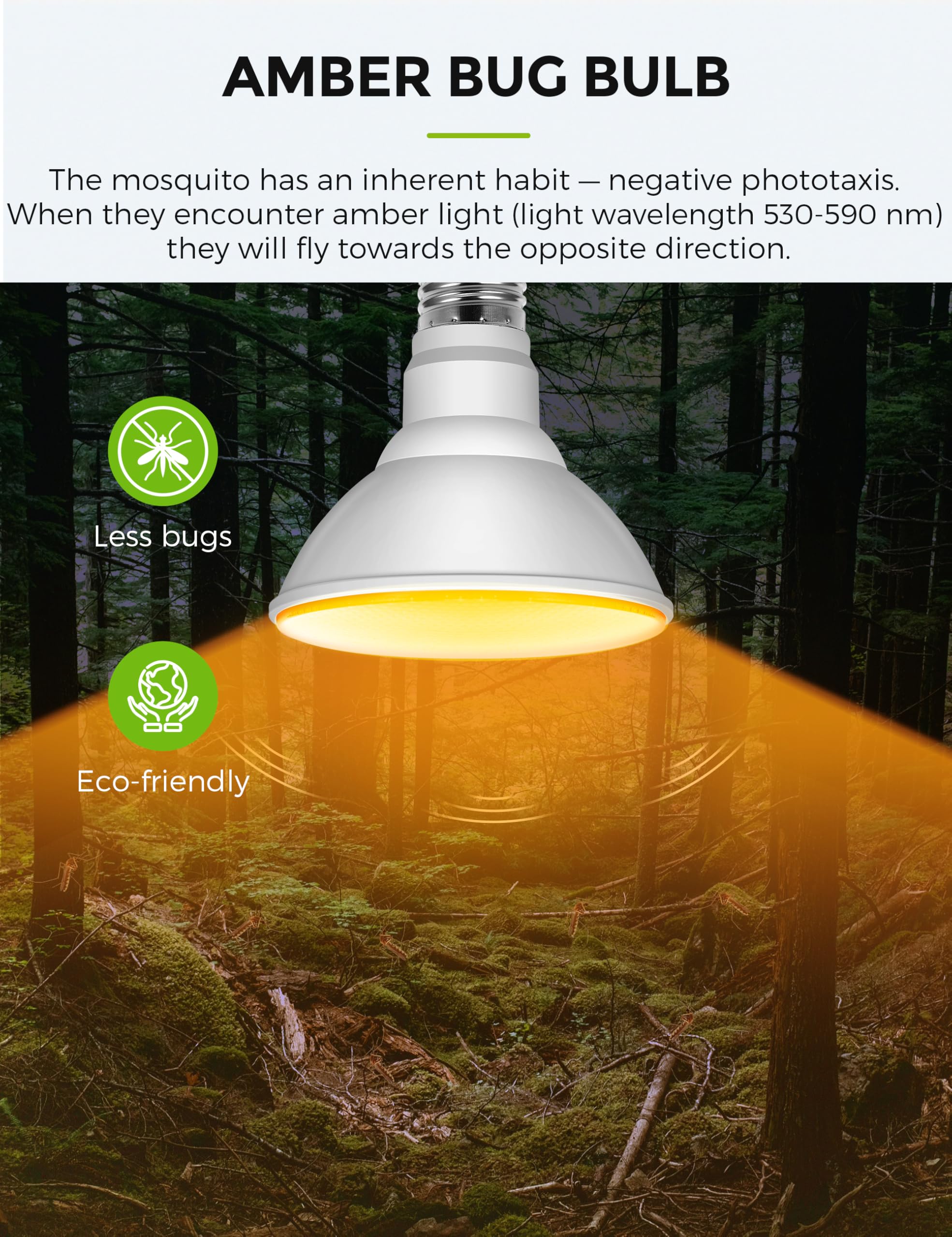 L LOHAS LED PAR30 Yellow Dusk to Dawn Bug Light Bulbs, 11W, 75W Equivalent, E26 Base, 2 Pack for Outdoor Patio and Backyard