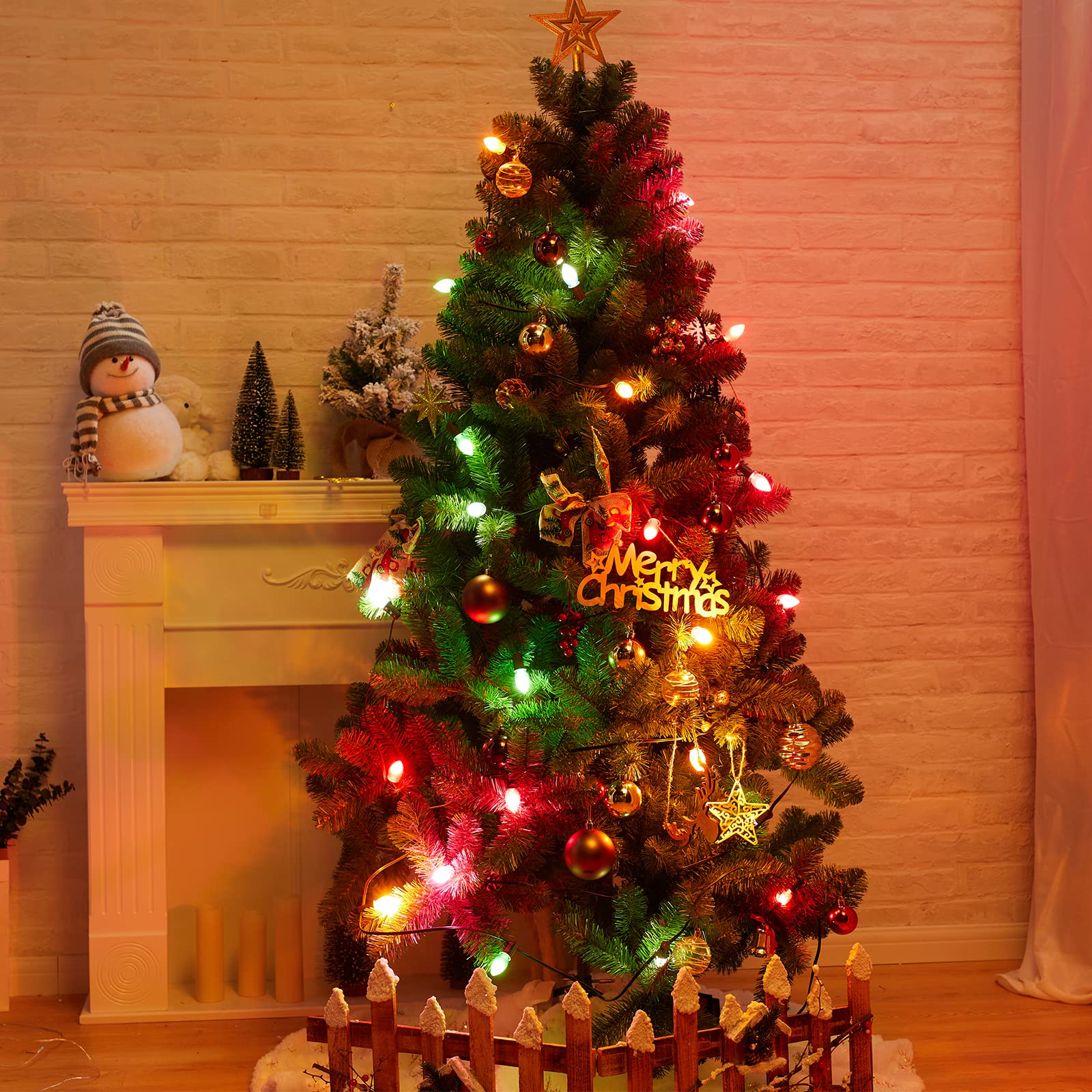 C9 Opaque Replacement Christmas Lights Bulbs Vintage Incandescent Red Green Blue White Orange Glass For Xmas String Lights Outdo