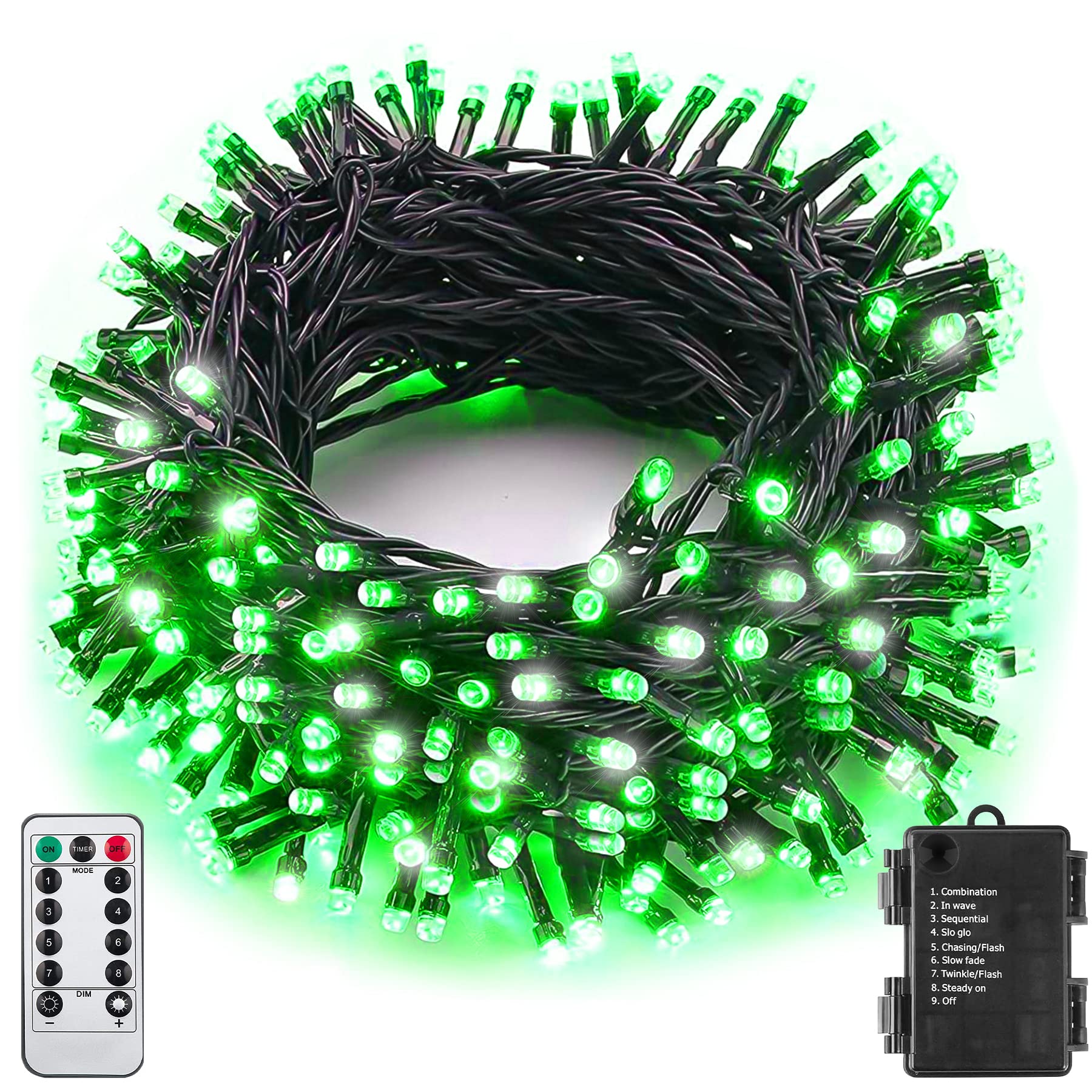 Sukesou St Patricks Day Decoration Lights 33Ft 100Led Christmas Green Lights Outdoor Waterproof Green String Lights For Garden Party Holiday Halloween Decoration