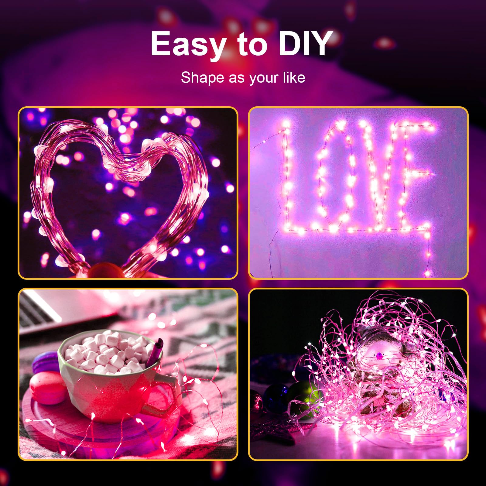 ZGWJ Fairy Lights, 100 Pack Twinkle String Lights, 20 LED, 7FT, Battery Operated, Pink, Model A01-Mini