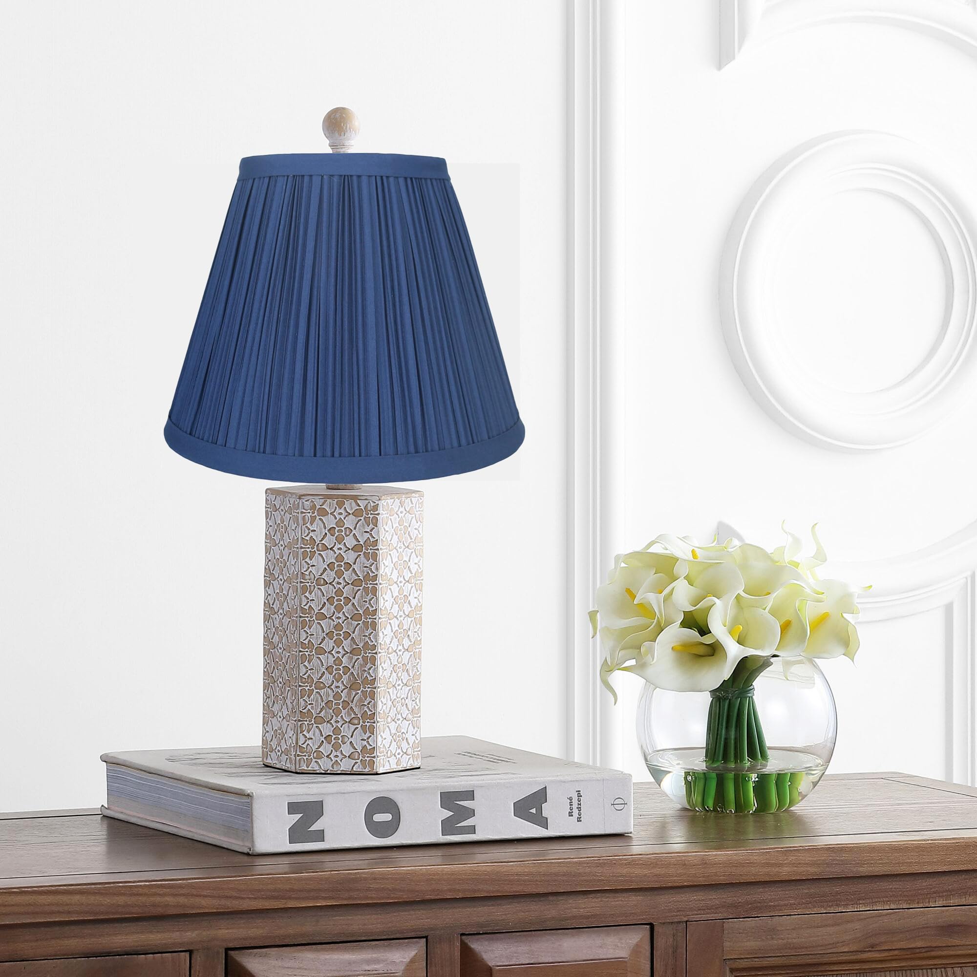 Urbanest Mushroom Pleated Lamp Shade, Faux Silk, 5"x9"x7", Navy Blue, Spider-fitter