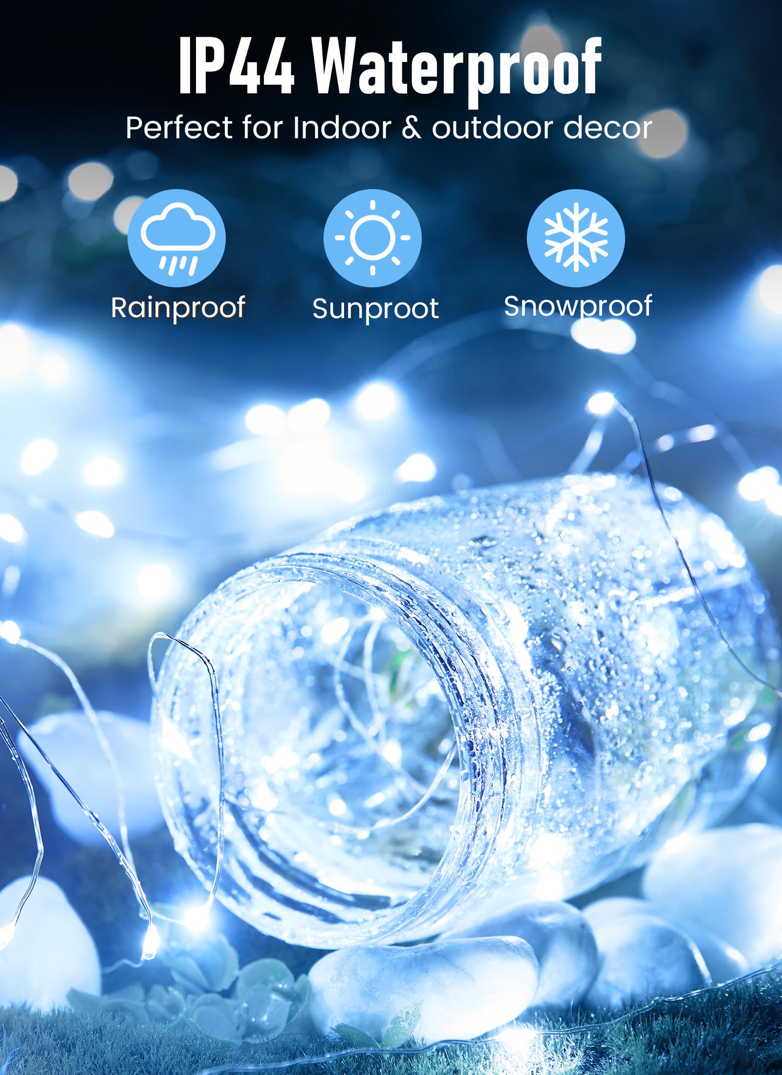 Minetom Fairy Lights Battery Operated, 2 Pack 33Ft 100 Leds Mini Battery Powered String Lights, Waterproof Twinkle Lights Mason Jar Lights For Indoor Home Wedding Christmas Decoration, Pure White