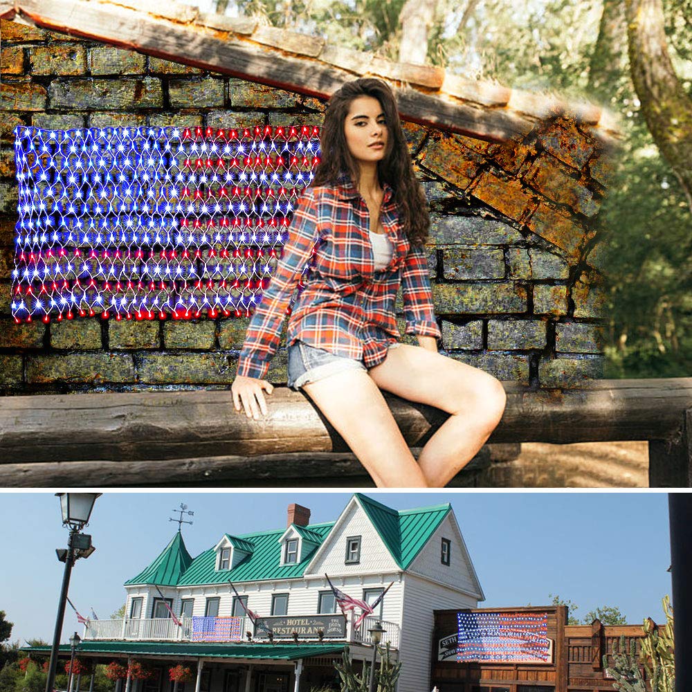 American Advanced Flag Lights, 420 Led Solar String Lights, Waterproof Led Flag Net Light Of The United States For Yard, Garden Decoration, Festival, Holiday, Party Decoration, Christmas Decorations