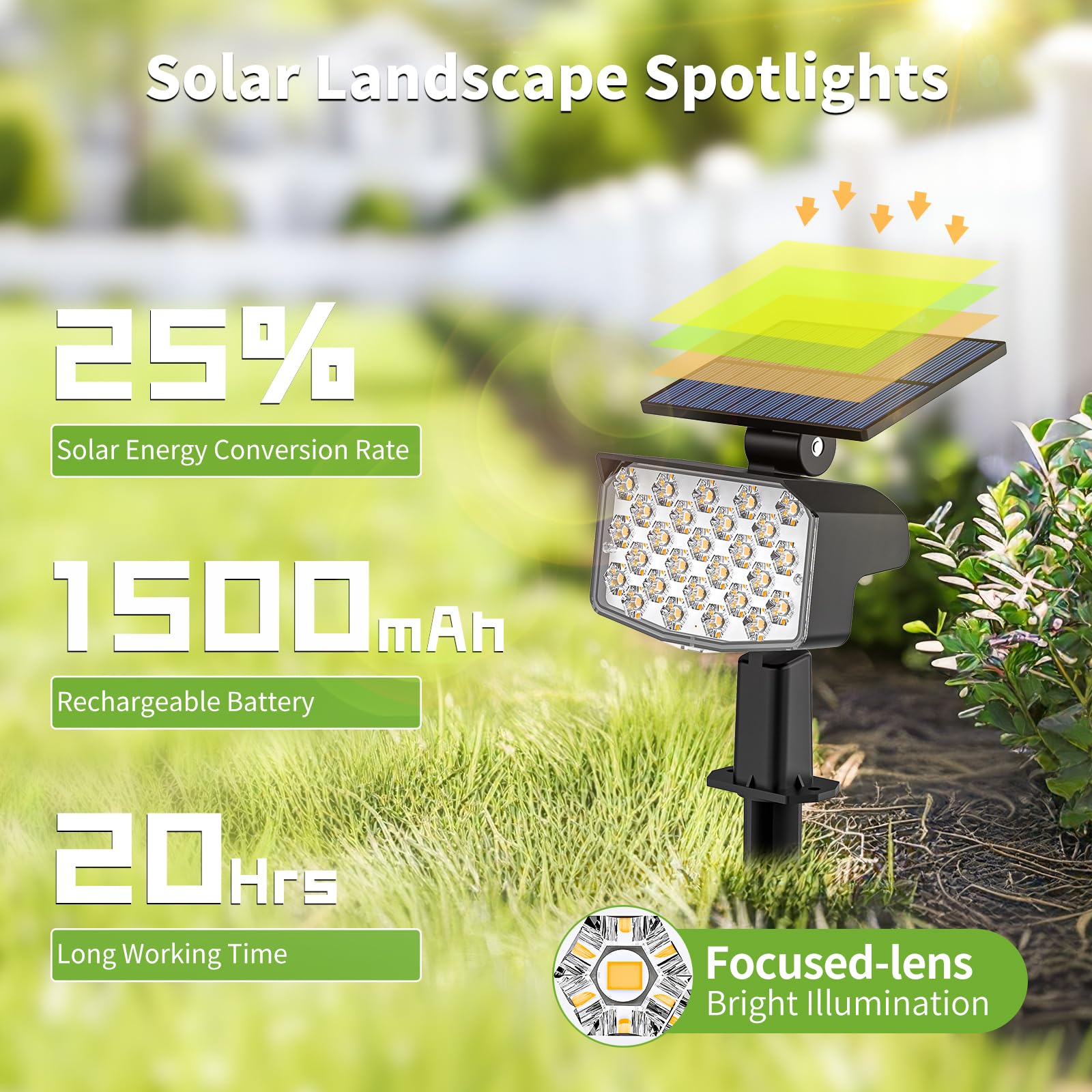 Minpea Solar Spot Lights Outdoor, [27 Led/2 Pack] Adjustable Solar Lights Outdoor Waterproof Ip65, Solar Landscape Lights 3 Ligh