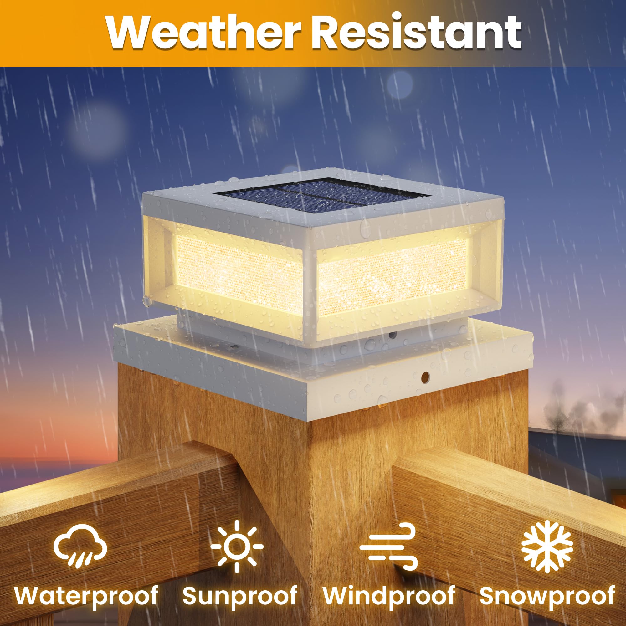 Mlambert 4 Pack Solar Post Cap Lights Outdoor, Waterproof Deck Fence Post Light For 4X4 Wood/Vinyl Posts, 6X6 Wooden Posts, Cool