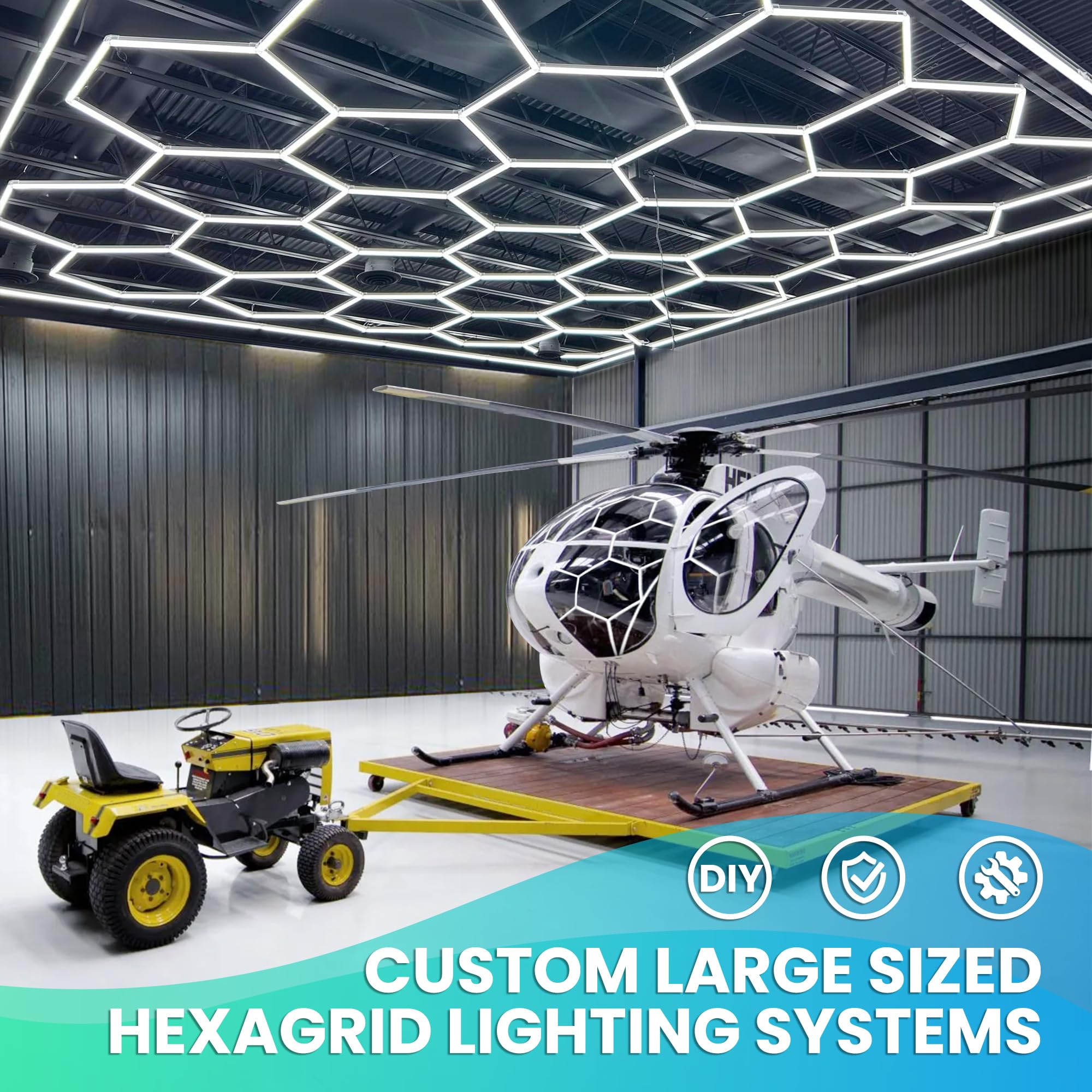 Goslarlit Led Garage Hexagon Light,15 Hexagon Garage Ceiling Led Lights For Gym/Workshop With Rectangle Frame, Ip54 2 Year Warra