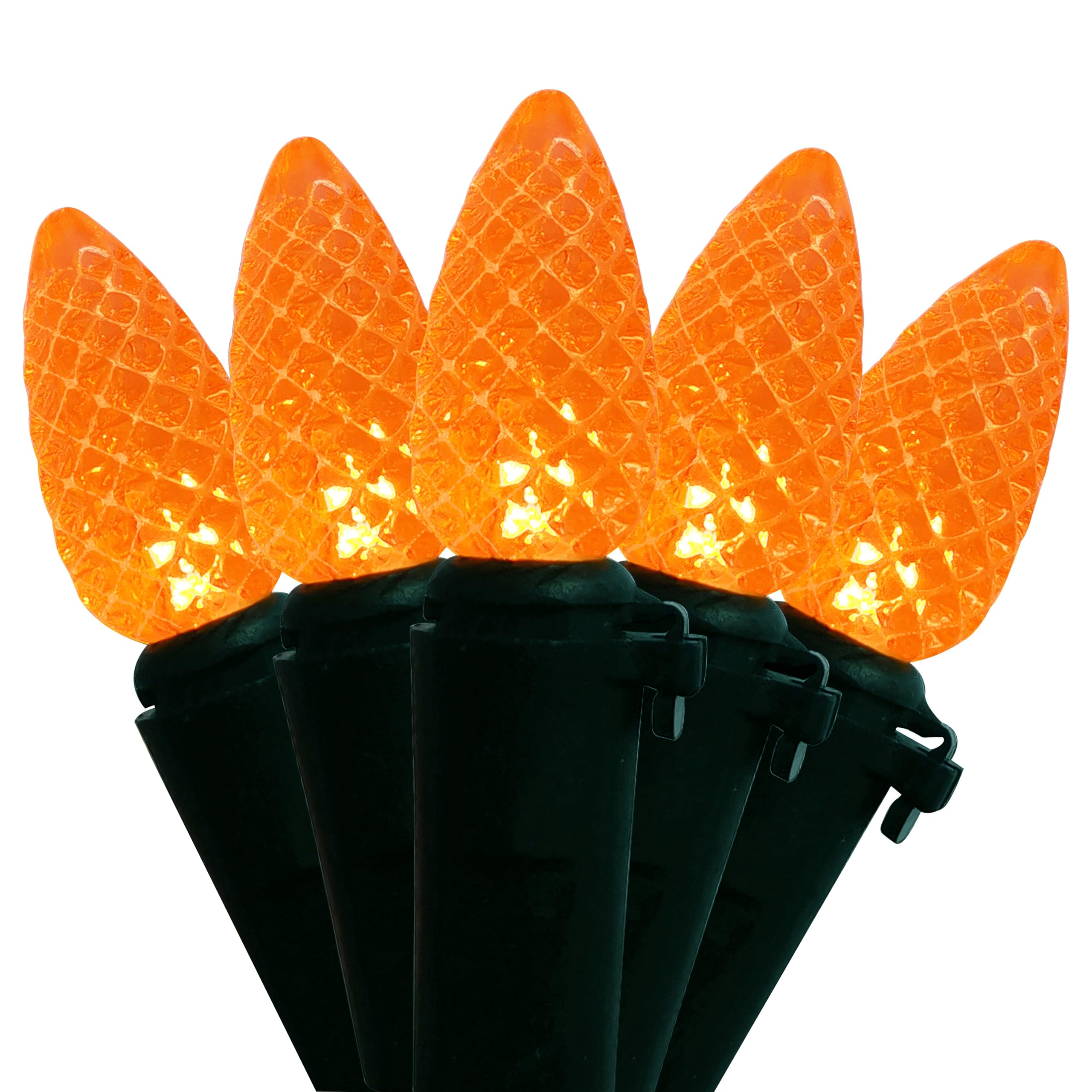 MXTCLM Orange C3 Halloween String Lights 50LED Strawberry 18ft Waterproof Black Wire Lights for Outdoor Indoor Garden Yard Home 