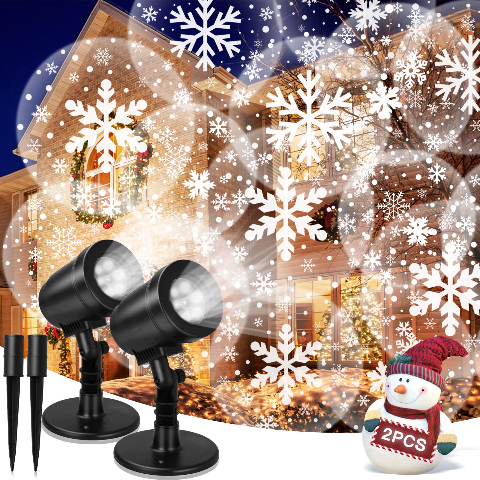 2 Pack Christmas Projector Lights Outdoor, Snowfall Projector Lights Outdoor, Christmas Decorations Light, Landscape Lights Proj