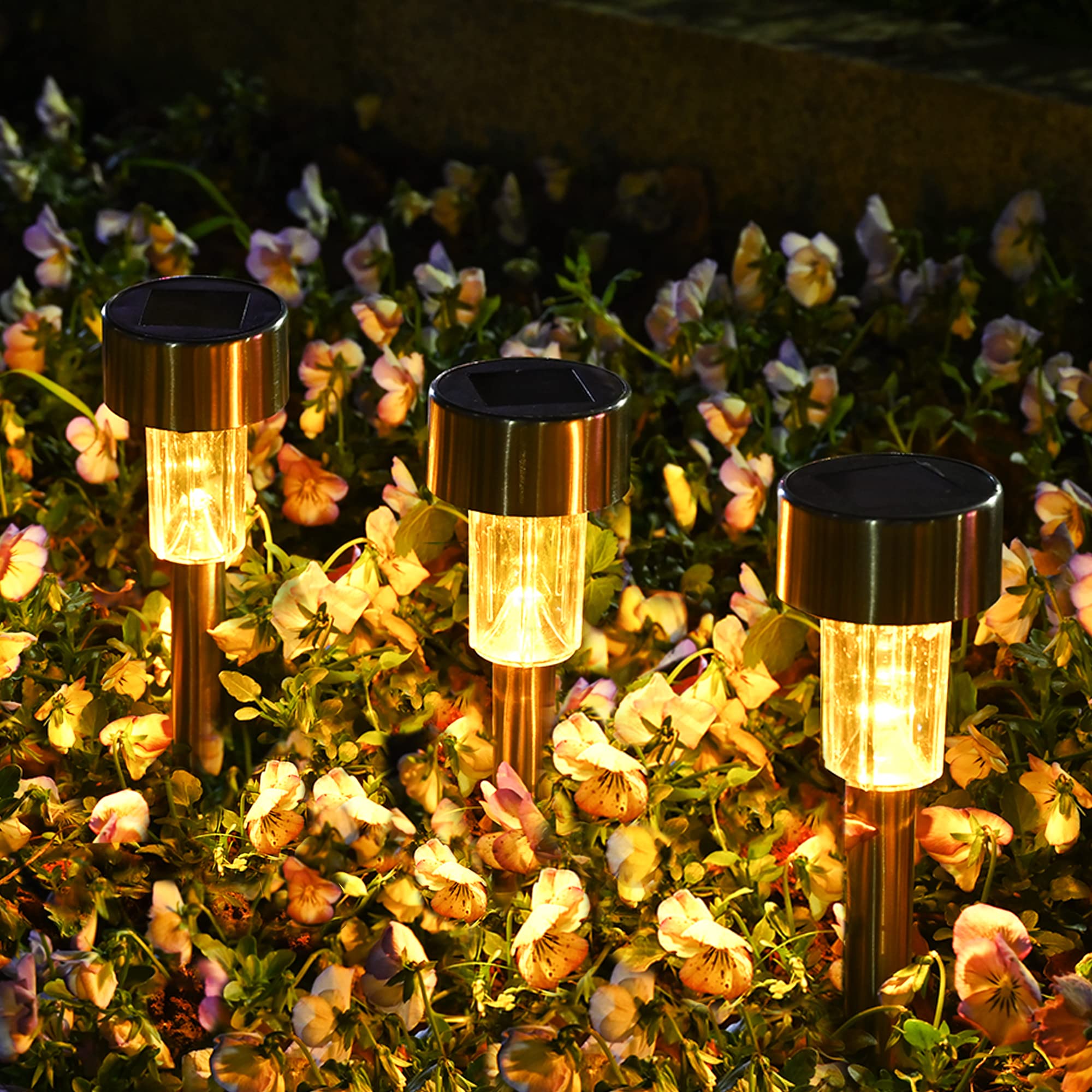 SOLPEX Solar Outdoor Lights, 12 Pack, Waterproof LED Pathway Lighting, Warm White, Model 6981
