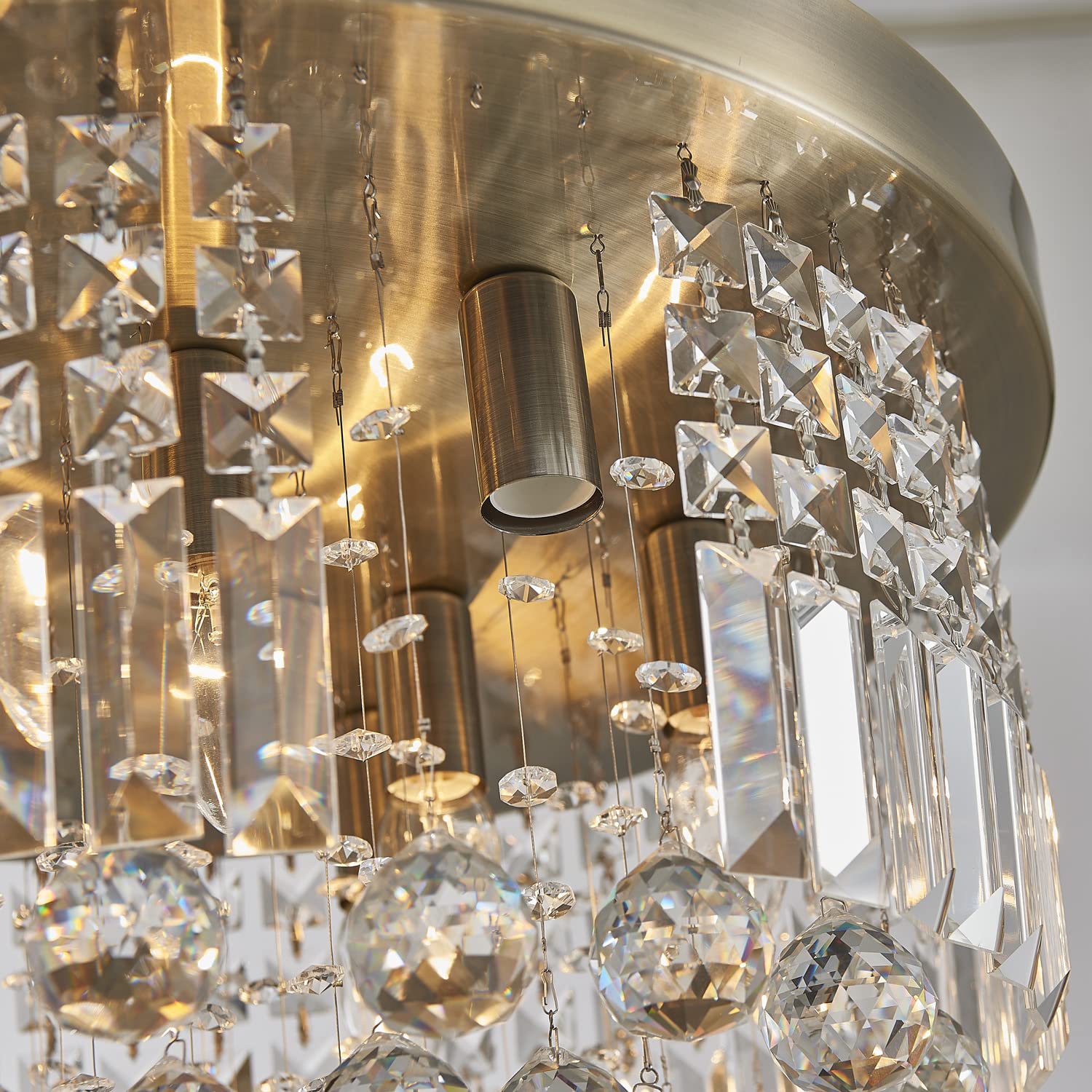 Saint Mossi 9 Light Modern Crystal Raindrop Chandelier Lighting Flush Mount LED Ceiling Light Fixture Pendant Lamp for Dining Ro