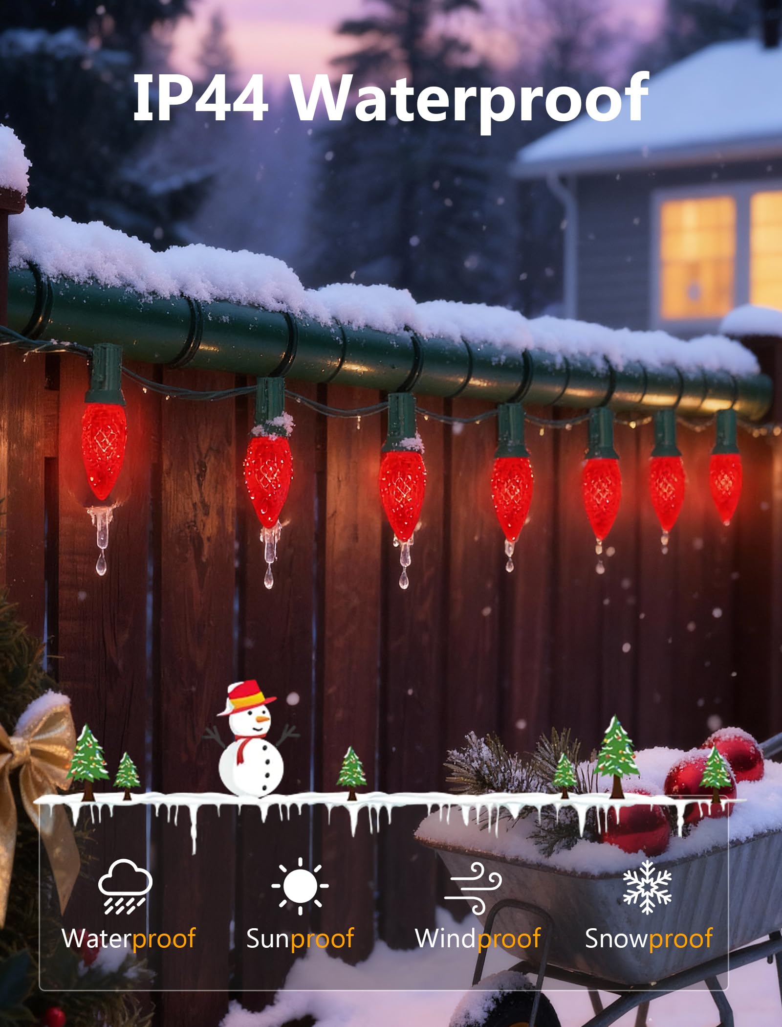 25 Pack Led C9 Red Replacement Christmas Light Bulbs  Commercial Grade Strawberry C9 Led Red Bulbs  Dimmable E17 Intermediate Base Bulbs For Outdoor Indoor Christmas String Lights Holiday Patio Decor