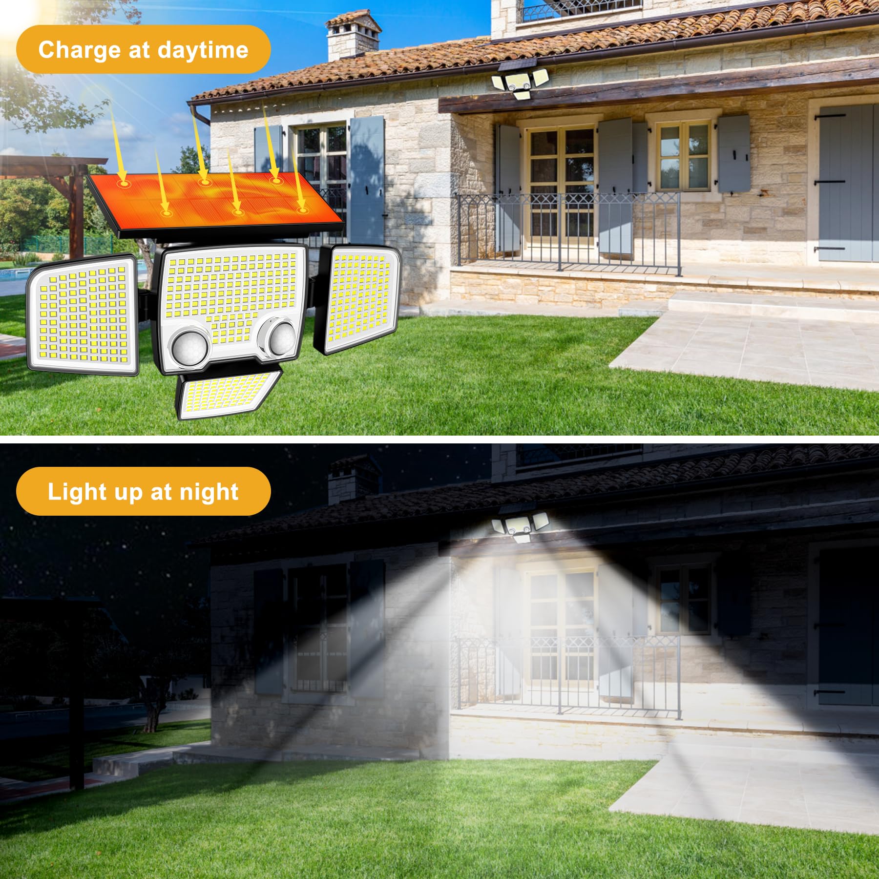 Tuffenough Solar Outdoor Lights - 2500LM Motion Sensor LED Flood Light - 2 Pack Waterproof Wall Lamp - Model JY2241