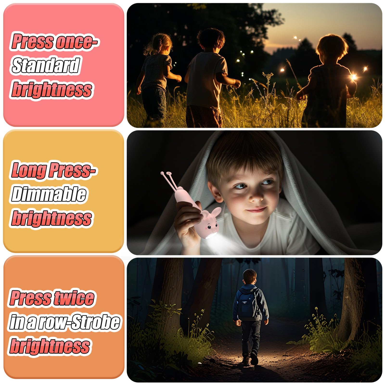 Tepreswes C66 Rechargeable LED Flashlight - Colorful, Lightweight, Ideal for Camping, Dog Walking, and Outdoor Exploration