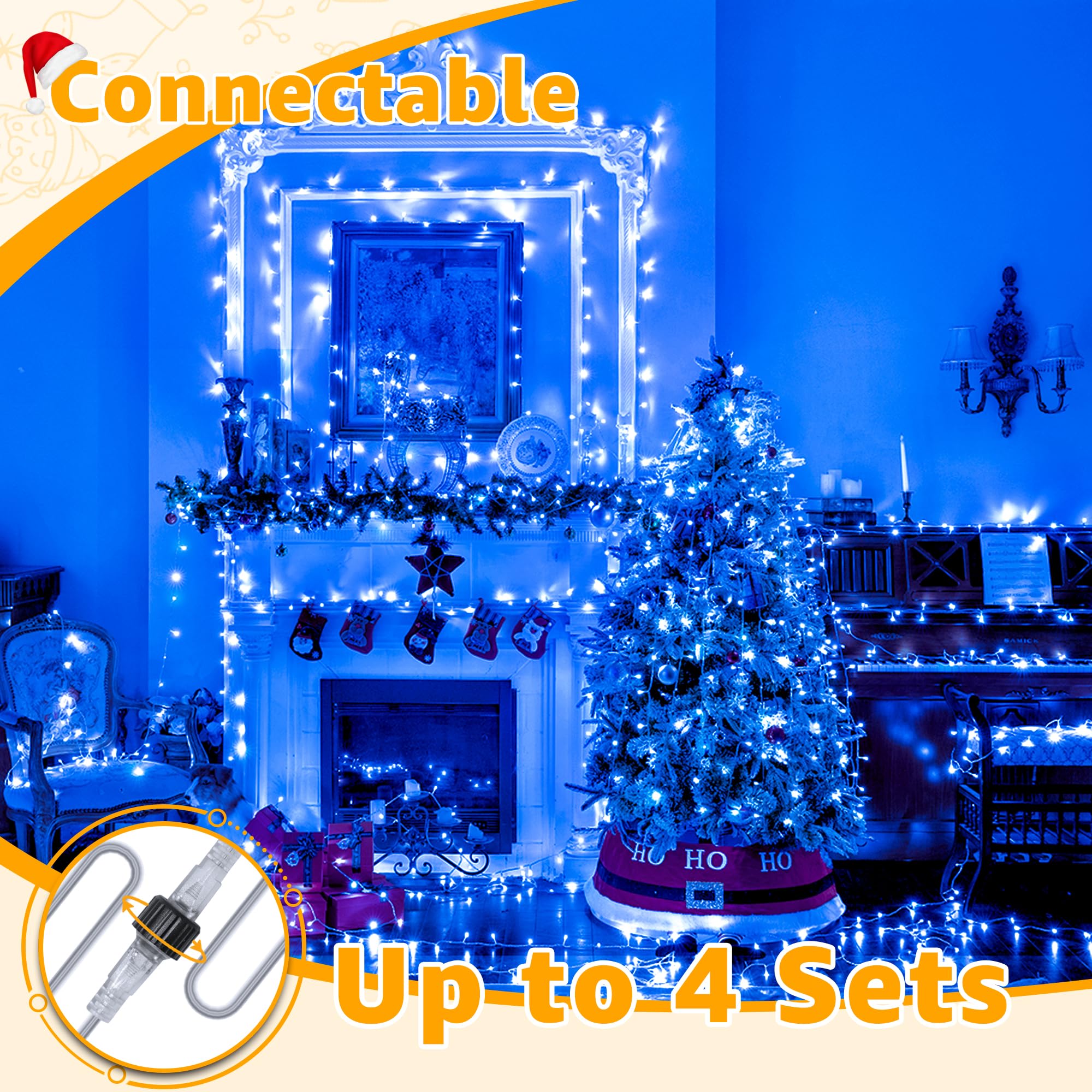Ollny RGB Christmas Lights, 100 LEDs, 33 FT Clear Wire, Color Changing with Remote, Waterproof, Model NYA0100B