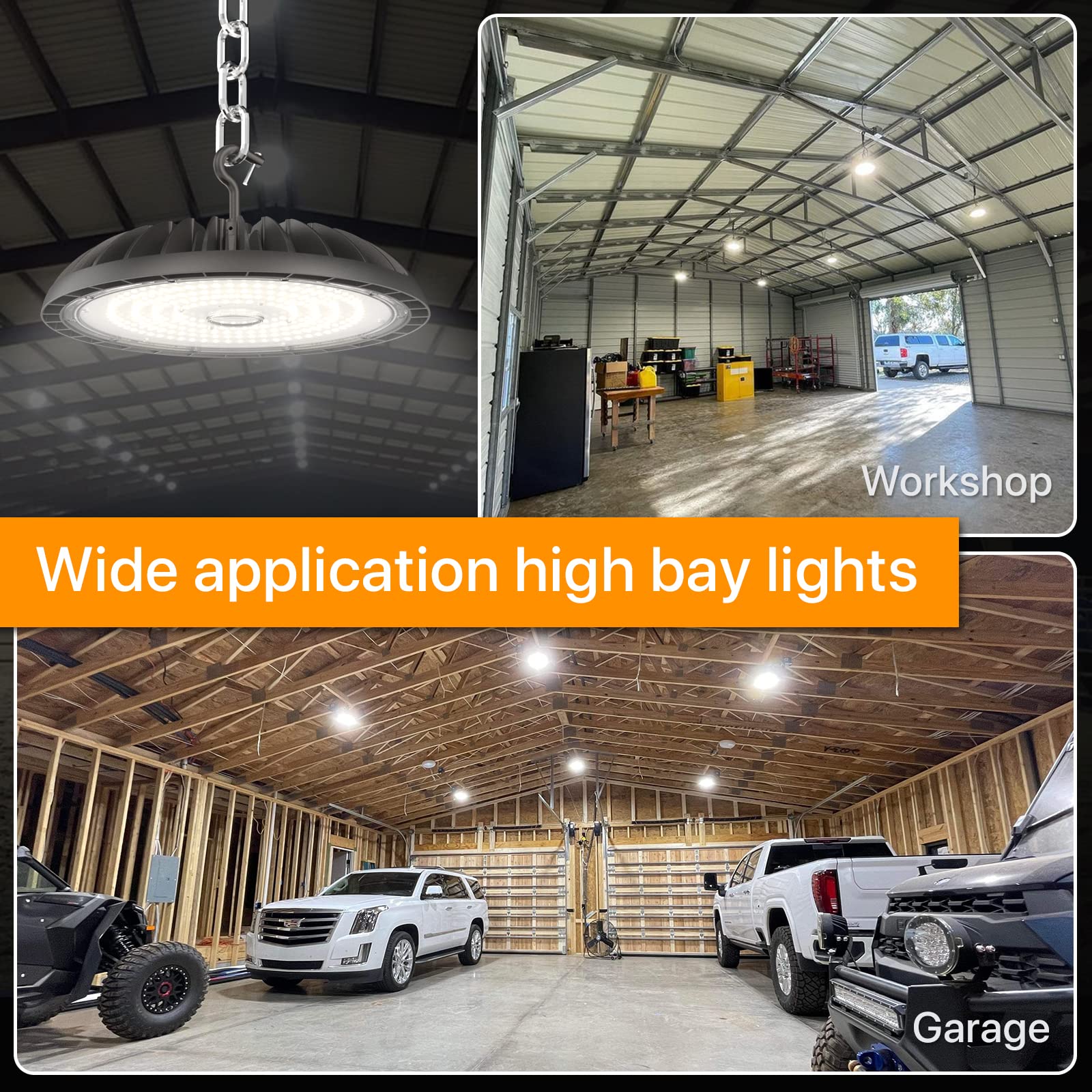 Demilare Led High Bay Light 200W, 30000Lm 5000K Bright Ufo High Bay Light [800W Mh/Hps Eqv.] With 5' Cable Us Plug, 100-277V Etl Listed Bay Lighting For Shop Garage Barn Warehouse