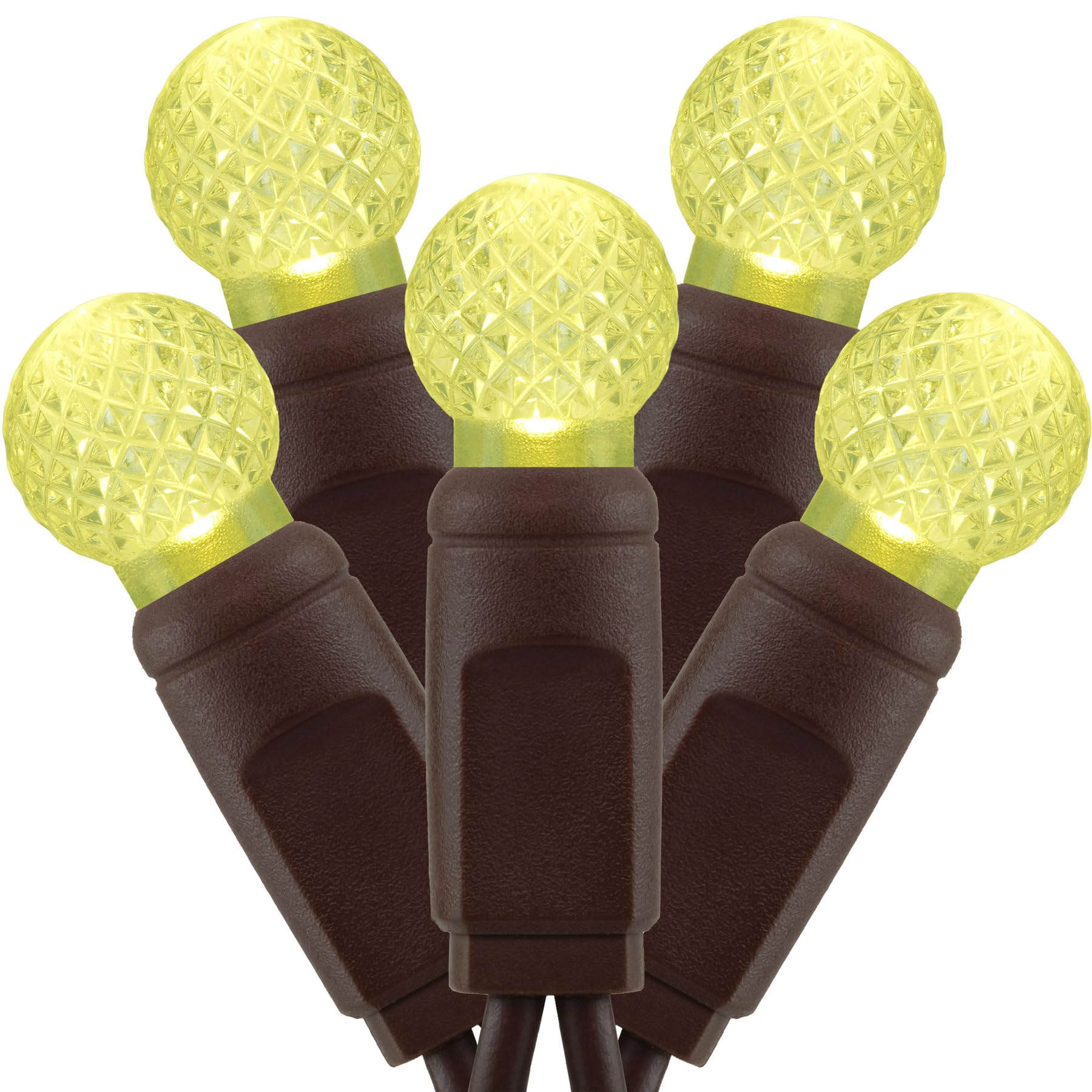 YULETIME G12 Christmas Lights, 140 Count, 48 Feet, Warm White, Brown Wire, Waterproof, UL Certified, Model BLF-L-70E/2F(0.08