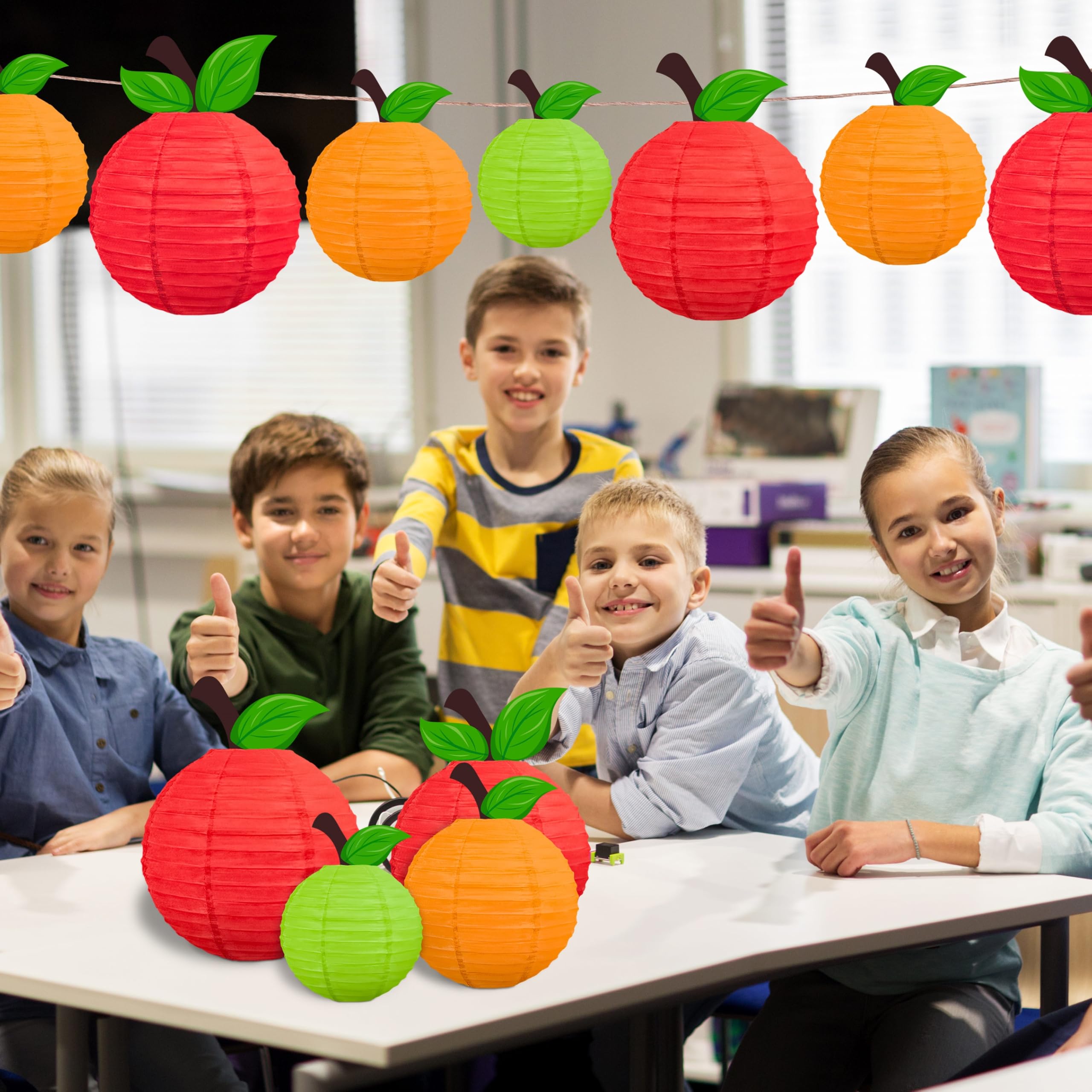 15Pcs Classroom Decor Apple-Shaped Paper Lanterns Back To School Decorations Hanging For First Day Of School Teacher Aappreciate