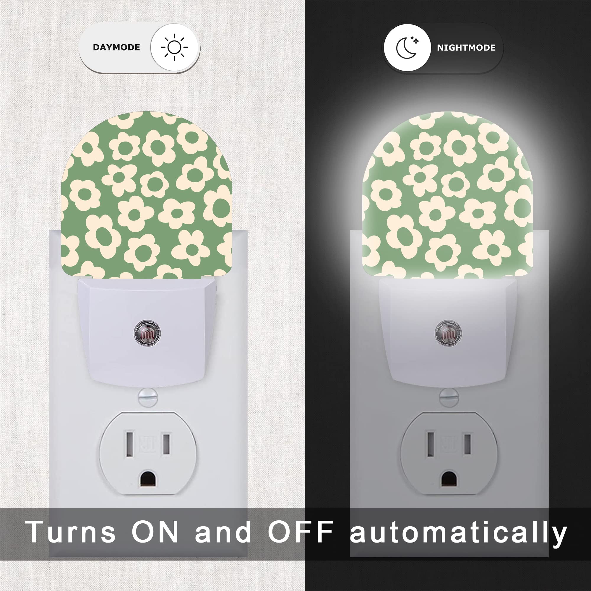 Aowula Vintage Groovy Flowers Night Light,Night Lights Plug Into Wall, Dusk To Dawn Sensor Led Lamp 0.5W For Boys/Girls/Women/Me