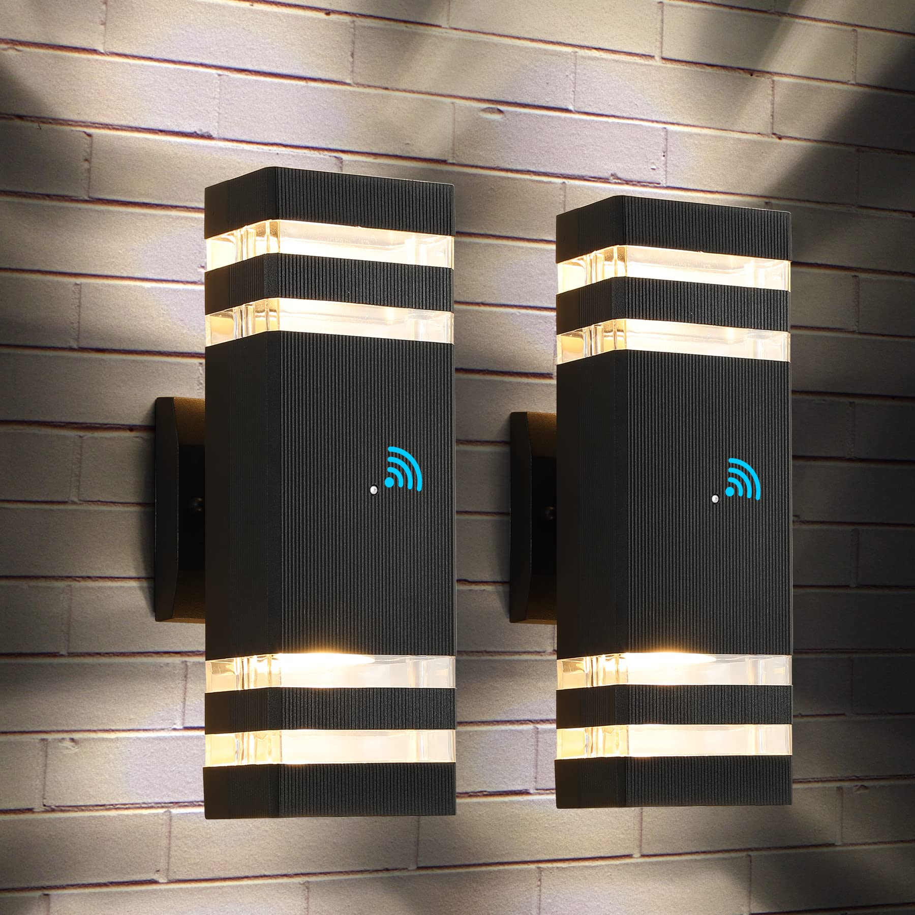 Tewei Dusk To Dawn Black Outdoor Wall Lights, Waterproof Led Sconce, 3000K, 2 Pack