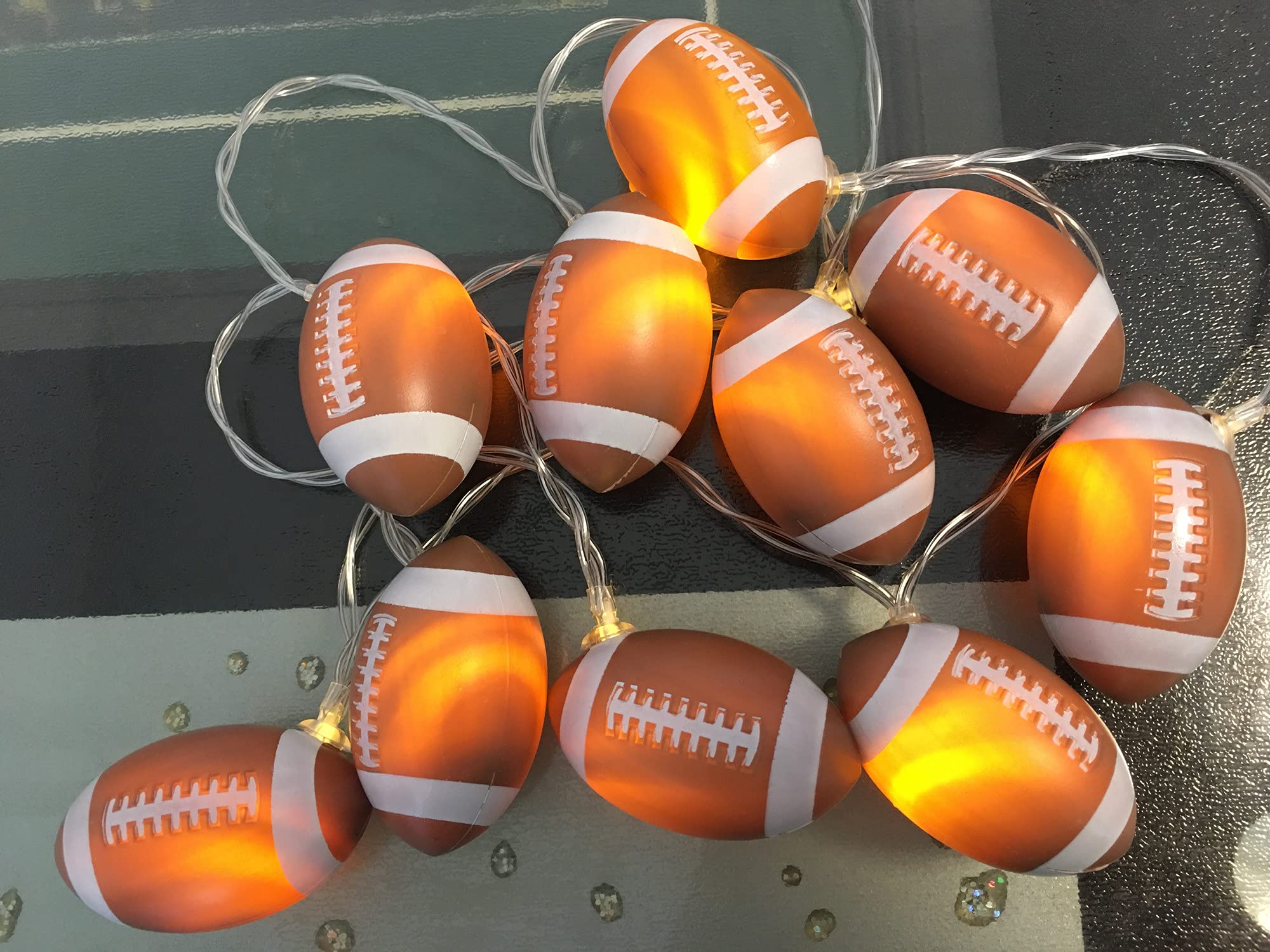 Codear Football Decor Lights String,Battery Powered 6.5ft 10 LED Football Fairy Lights for Room Decor,Sport Theme Party Decorati