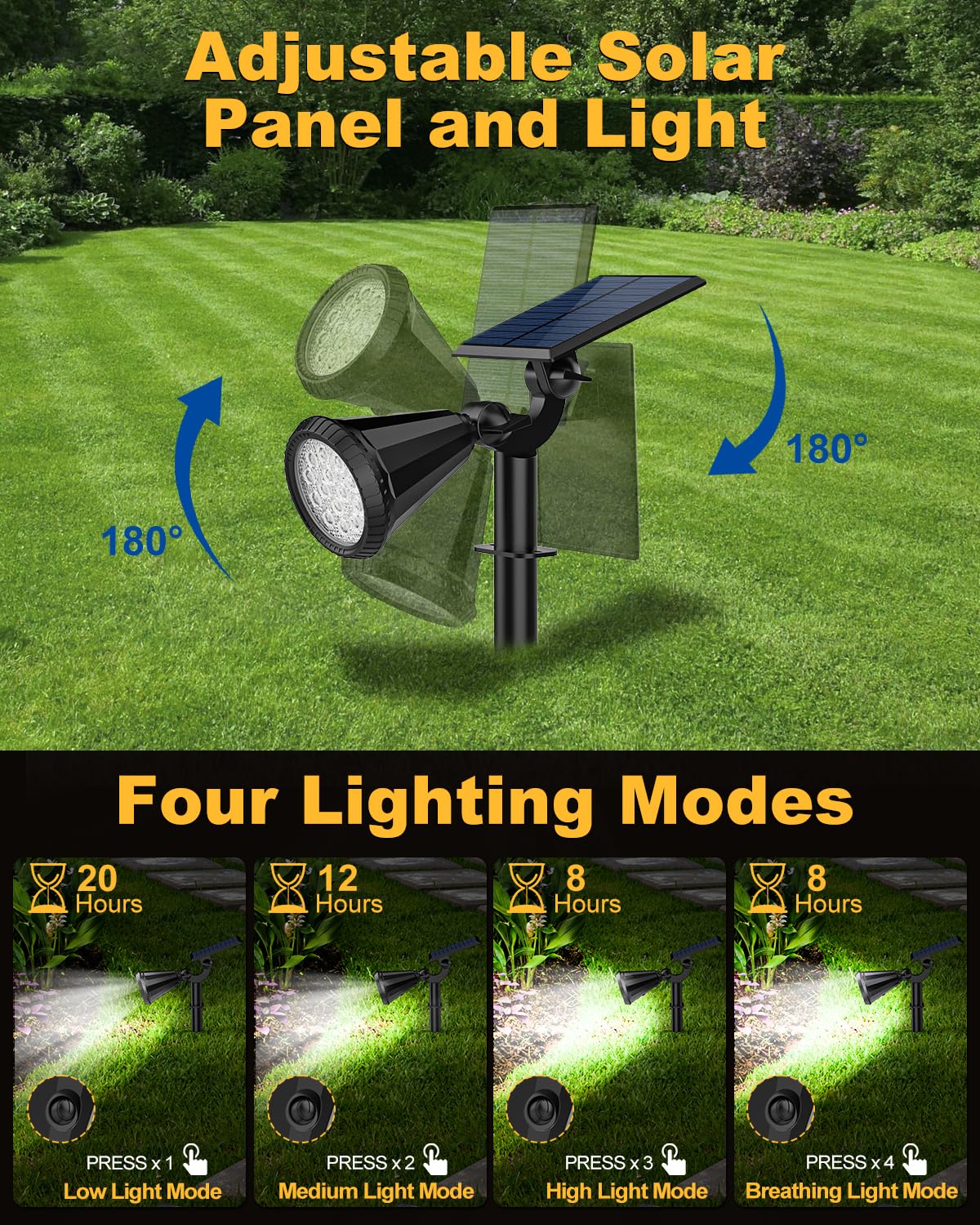 Fratink Solar Spot Lights Outdoor, 4 Pack, IP65 Waterproof, 2-in-1 Auto On/Off, Cool White, Model D03