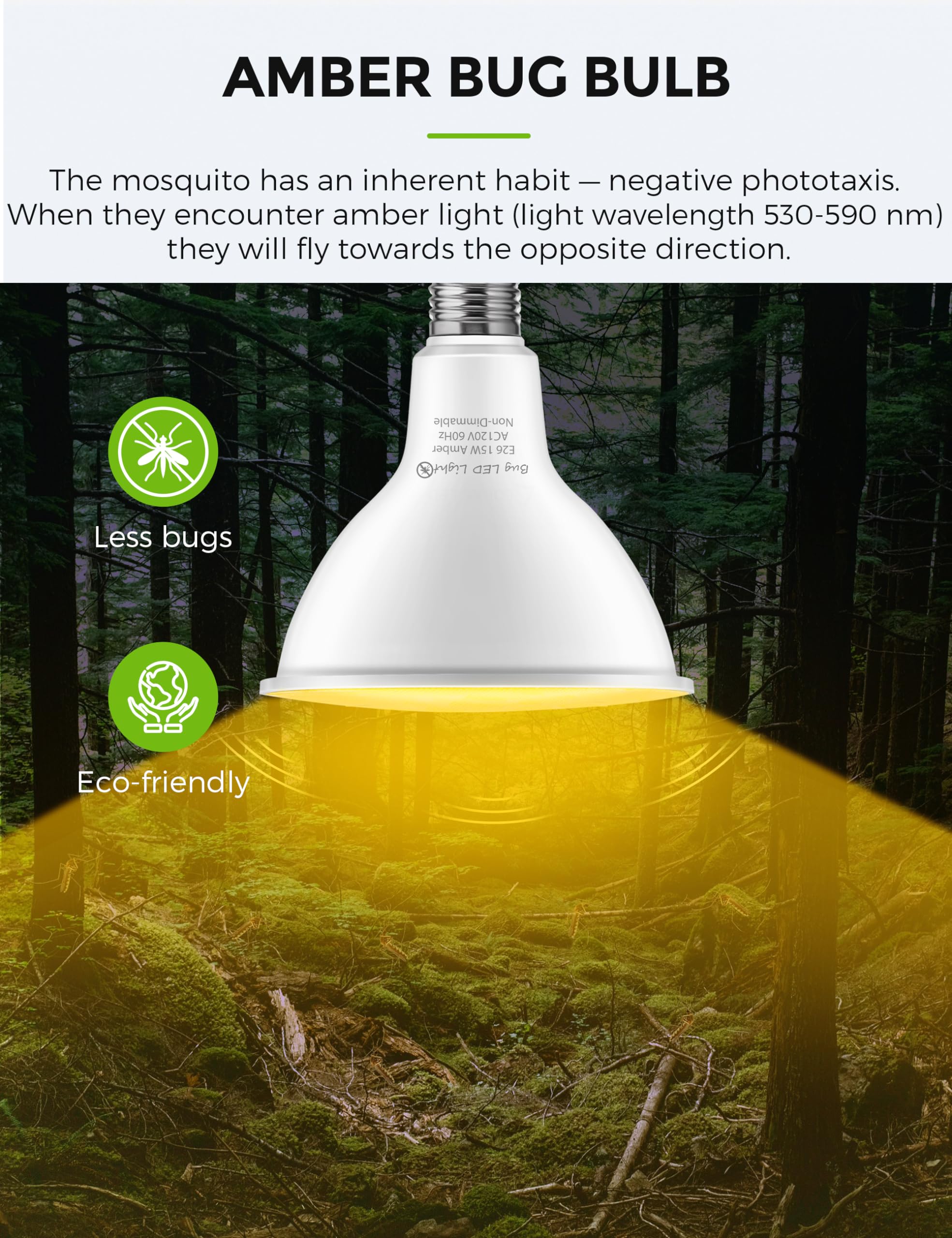 L LOHAS LED PAR38 Bug Light Bulbs, 15W 1300LM Dimmable Amber, 2000K, 2 Count, E26 Base for Patio and Outdoor Use