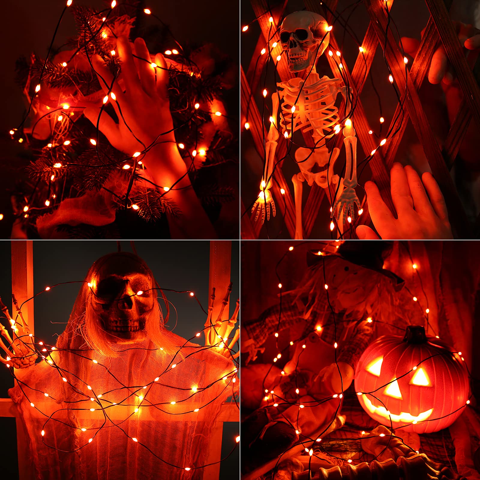 Brizled Orange Halloween Lights, 2 Pack 17.38Ft 50 Led Halloween Lights, 8 Modes Halloween String Lights With Timer, Waterproof