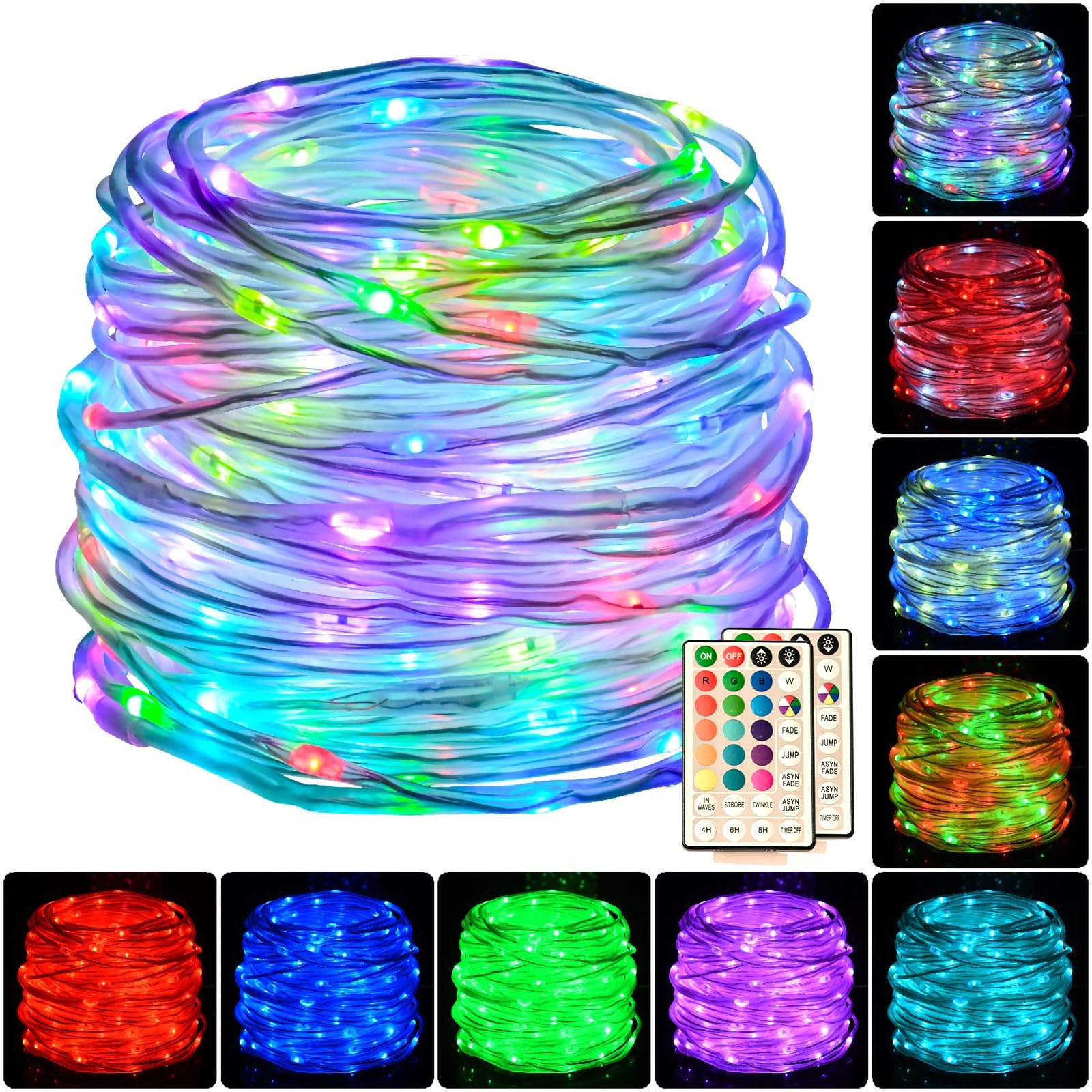Hahome 132Ft Outdoor Rope Lights, Waterproof Rope Lights For Outside, 400 Led Color Changing String Lights Plug In With Remote For Christmas Patio Garden Pool Party Holiday Indoor Decorations