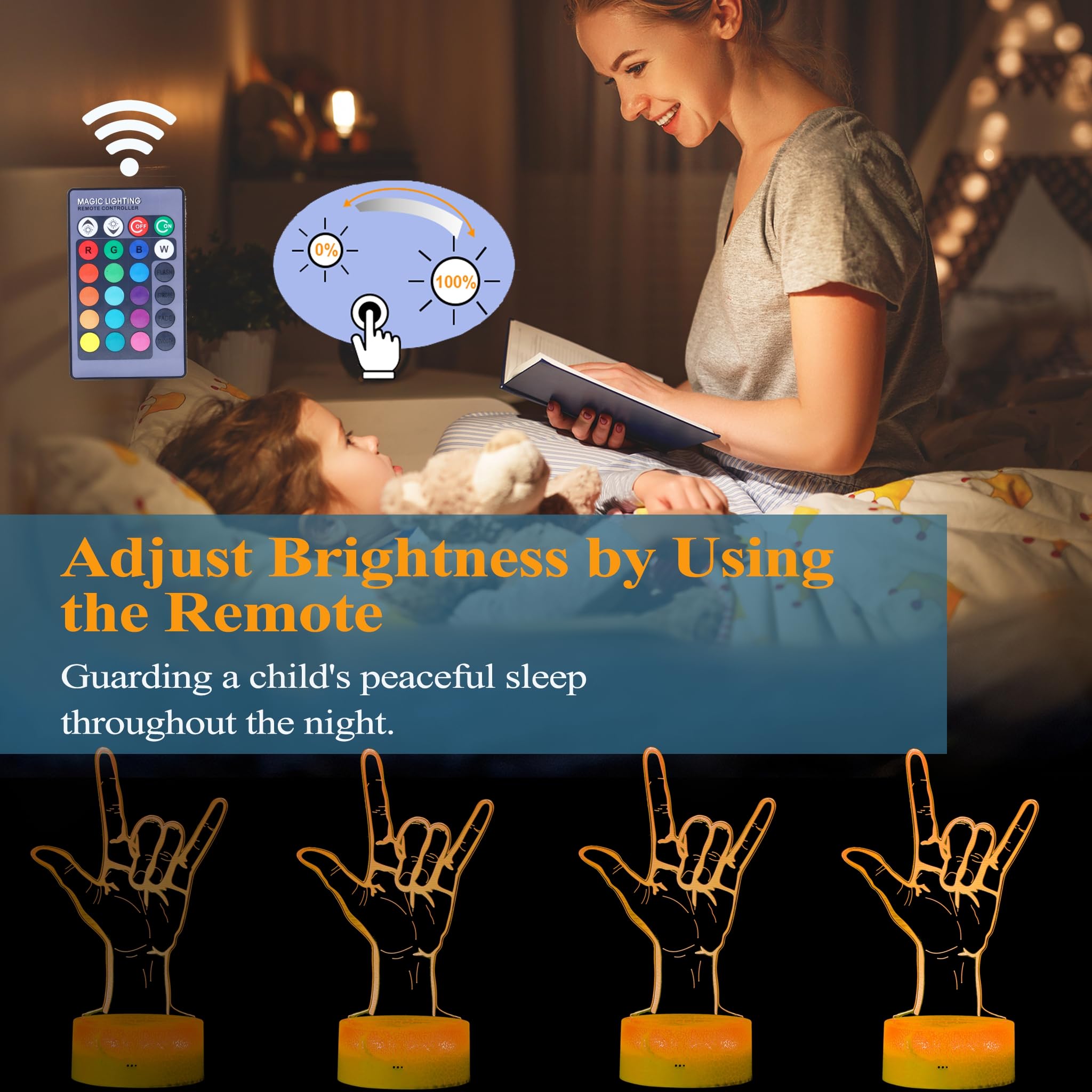 POSSHE 3D Illusion Lamp - I Love You Night Light, 16 Colors, Remote Control, Dimmable, Perfect for Room Decoration, Holiday Gifts