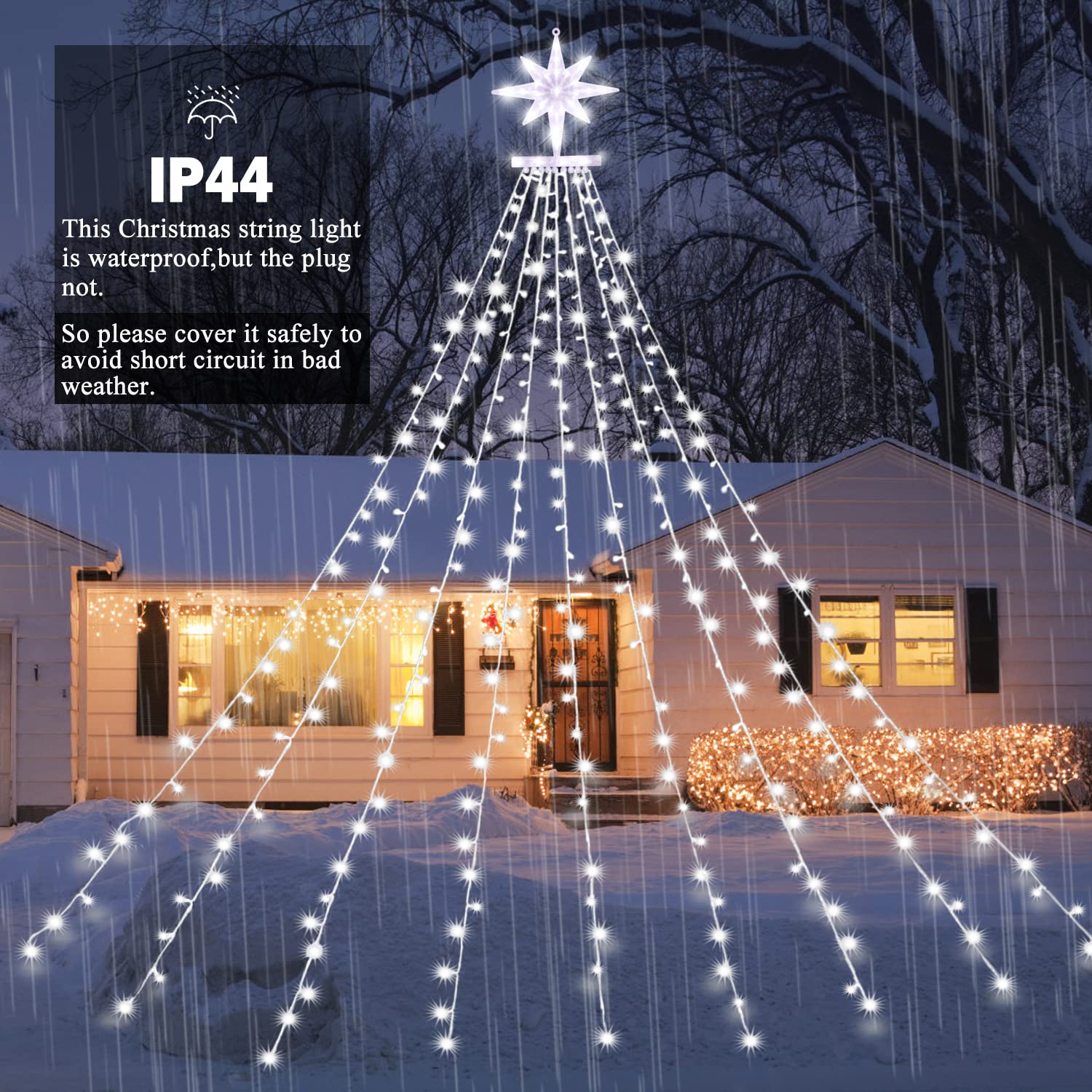 Christmas Decoration Dipper Star String Lights,320 Led Christmas Tree Lights 8 Modes & Waterproof Fairy Lights For Xmas Party We