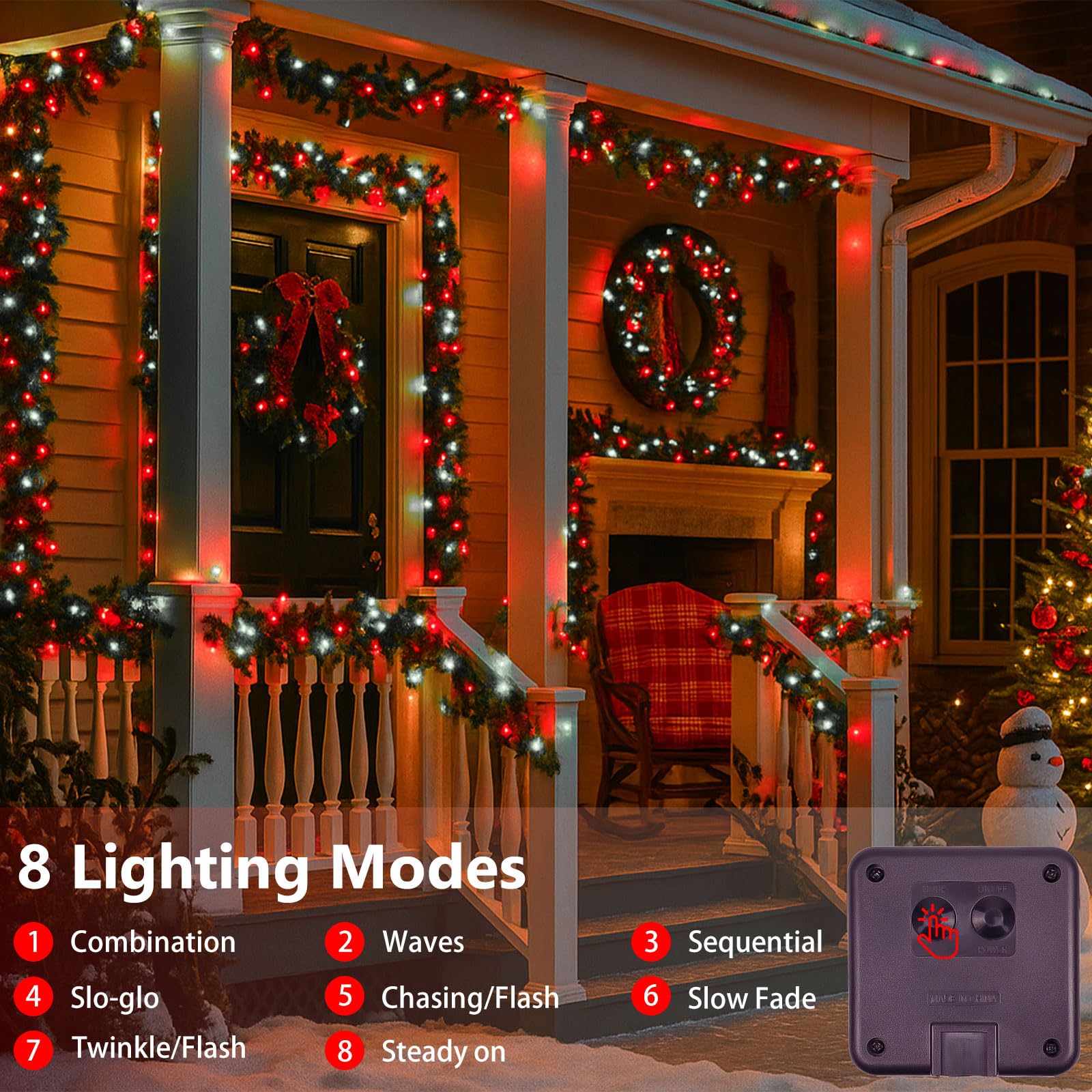 SANJICHA Solar String Lights 144FT, 400LED, Waterproof Copper Wire, 8 Modes, 2 Pack, Red and White, Model SYJSSL