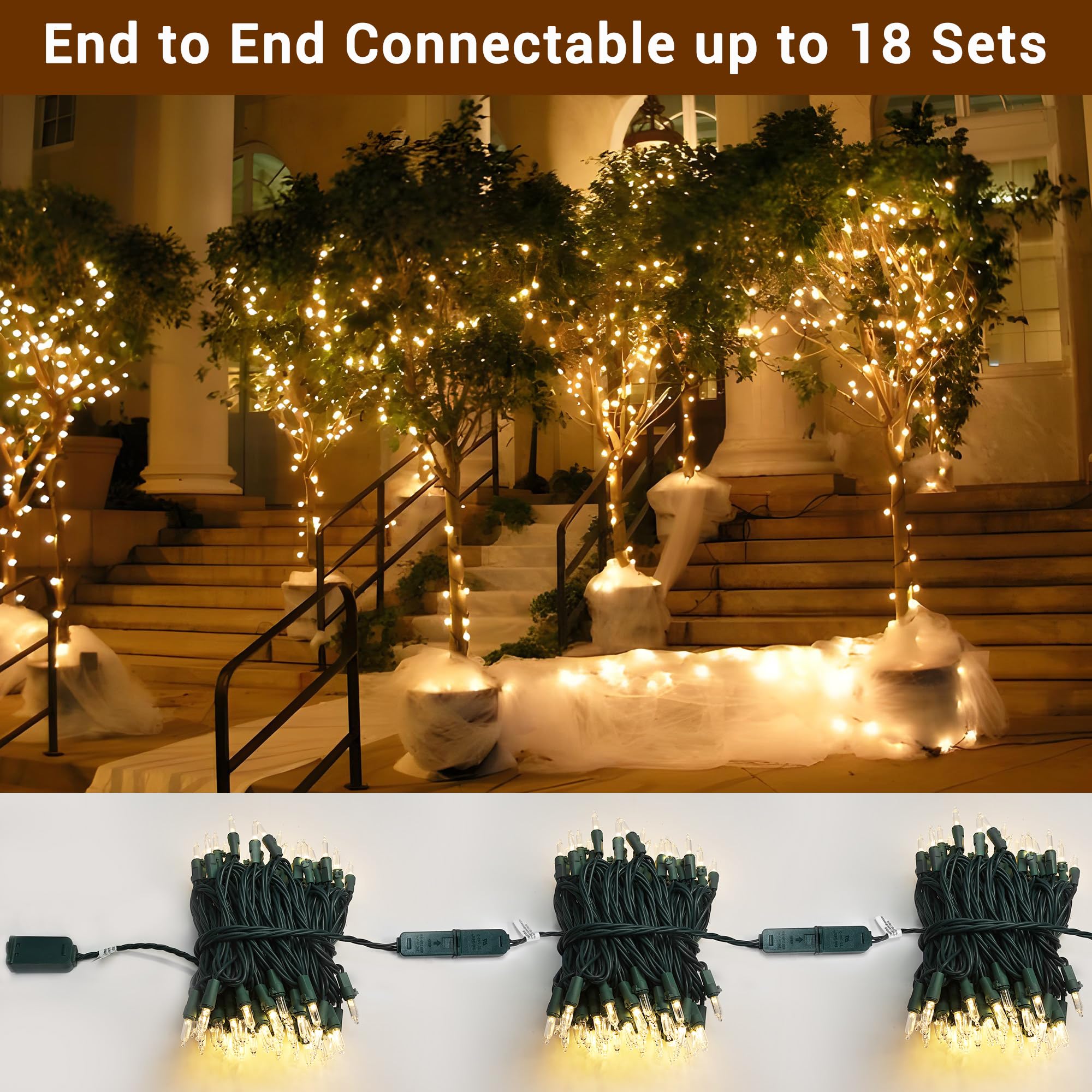 Brizled Gentle Twinkle Christmas Lights  33Ft 100 Led Christmas String Lights  120V Ul Certified Xmas Tree Light Connectable Twinkle Xmas Light Indoor Outdoor For Home Tree Holiday Wedding Patio Decor