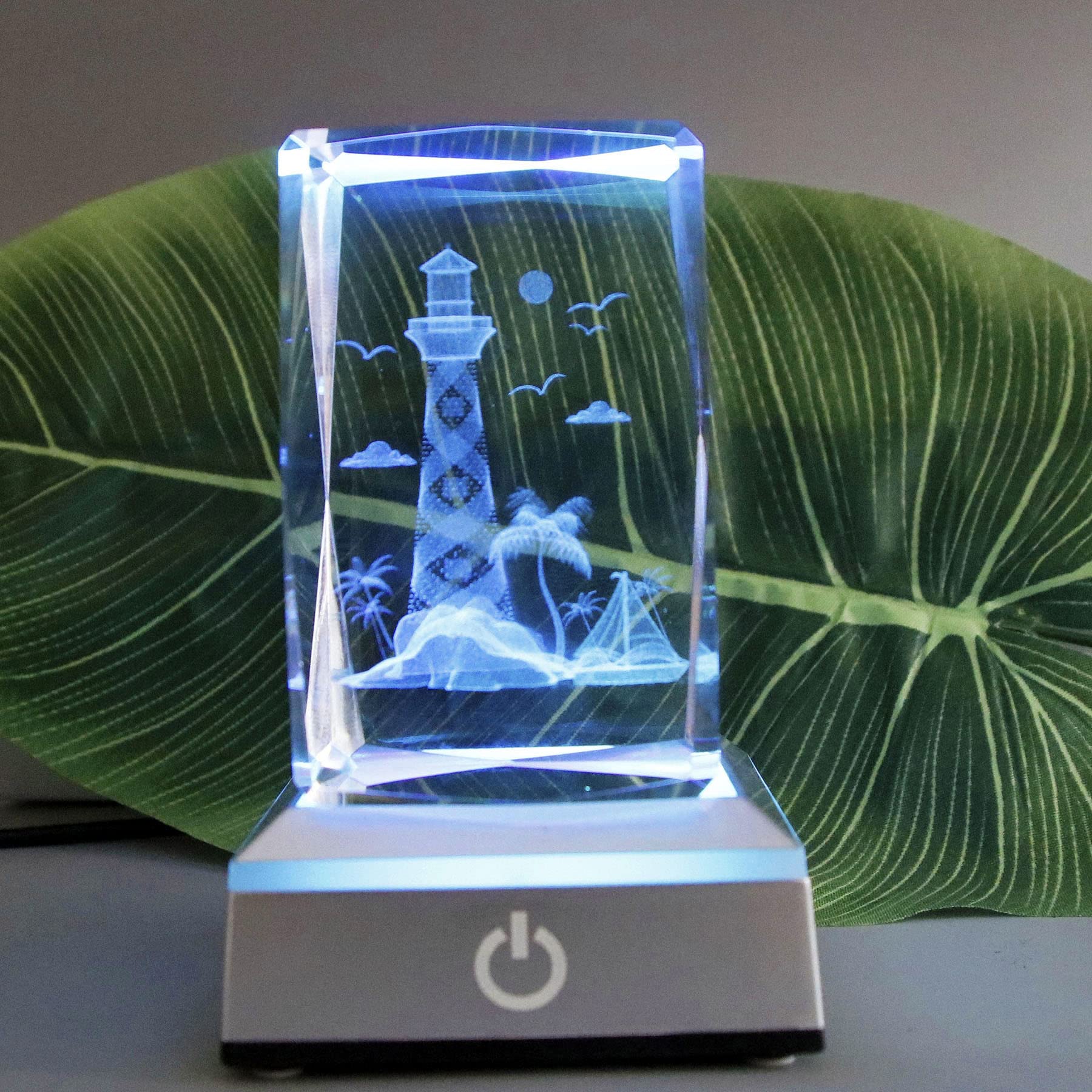 Vskikris 3D Lighthouse Gifts Crystal Lighthouse Decor With Night Light Stand Base - Crystal Glass Light House Gifts For Lighthou