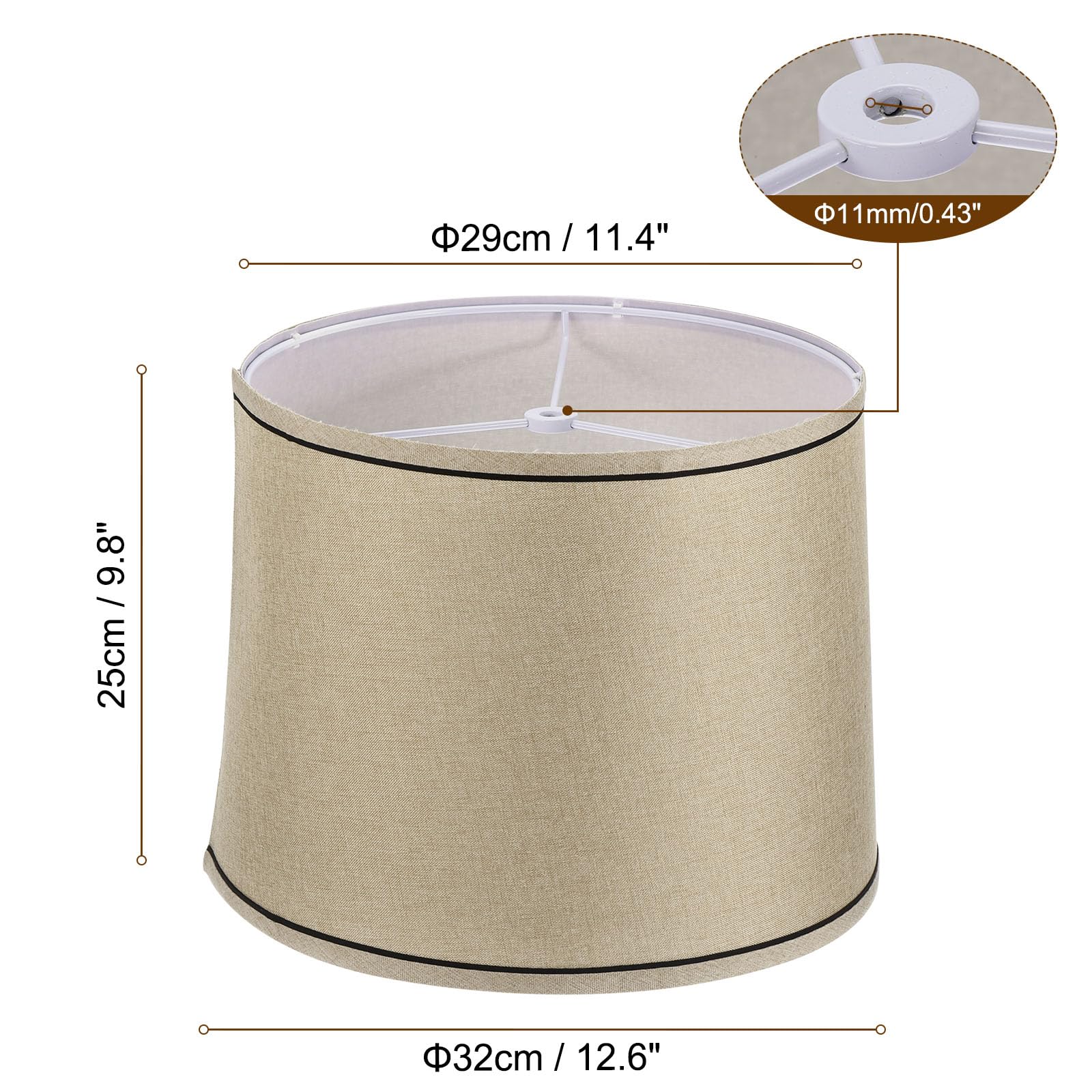 PATIKIL Drum Lamp Shade for Table/Floor Lamps, 11.4in Top x 12.6in Bottom x 9.8in High, Beige Black, Easy Assembly, Model: