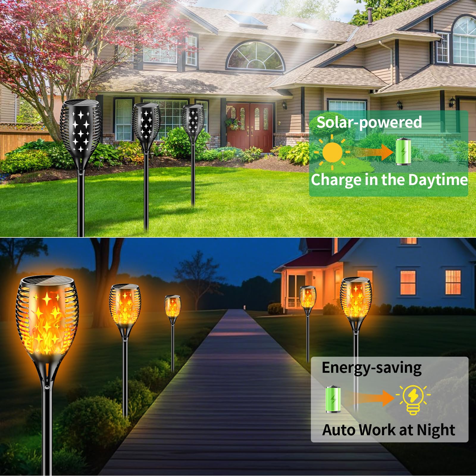 Youngpower 43'' Large Solar Torch Lights Flickering Flames Torches, Waterproof Outdoor Flame Decoration Lighting For Yard Drivew