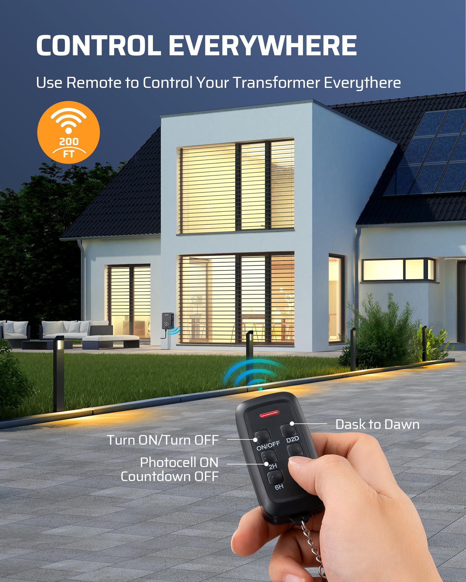 Dewenwils 60W Low Voltage Transformer With Remote Control, 120V Ac To 12V Dc, Dusk To Dawn Sensor & Timer, Weatherproof Low Volt