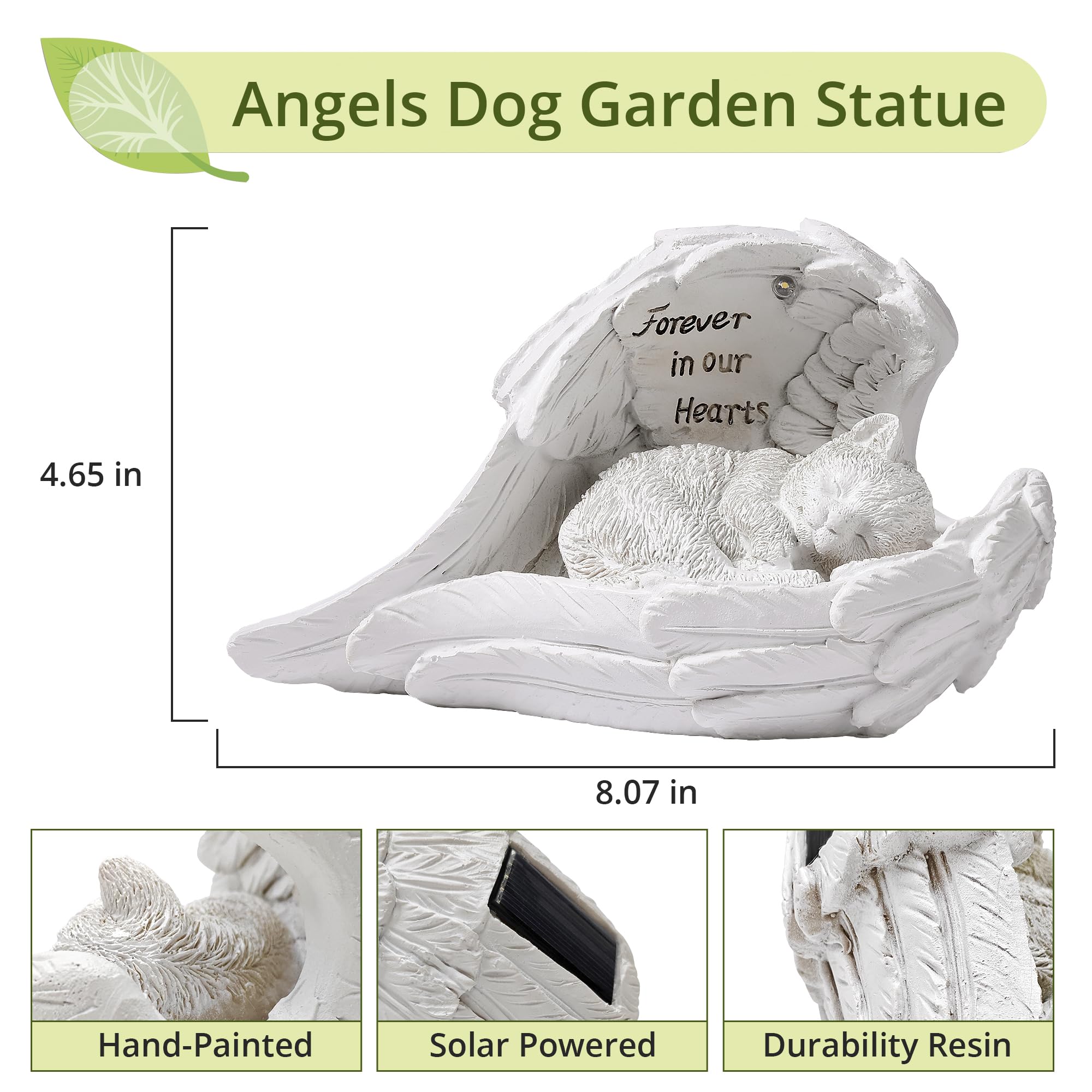 Zhiyo-Gd Pet Cat Solar Garden Memorial Statue - Outdoor Resin Angel Kitty With Solar Light  Guardian Angel Kitten Memorial Gift For Patio  Lawn  Yard  Or Garden Christmas Decor