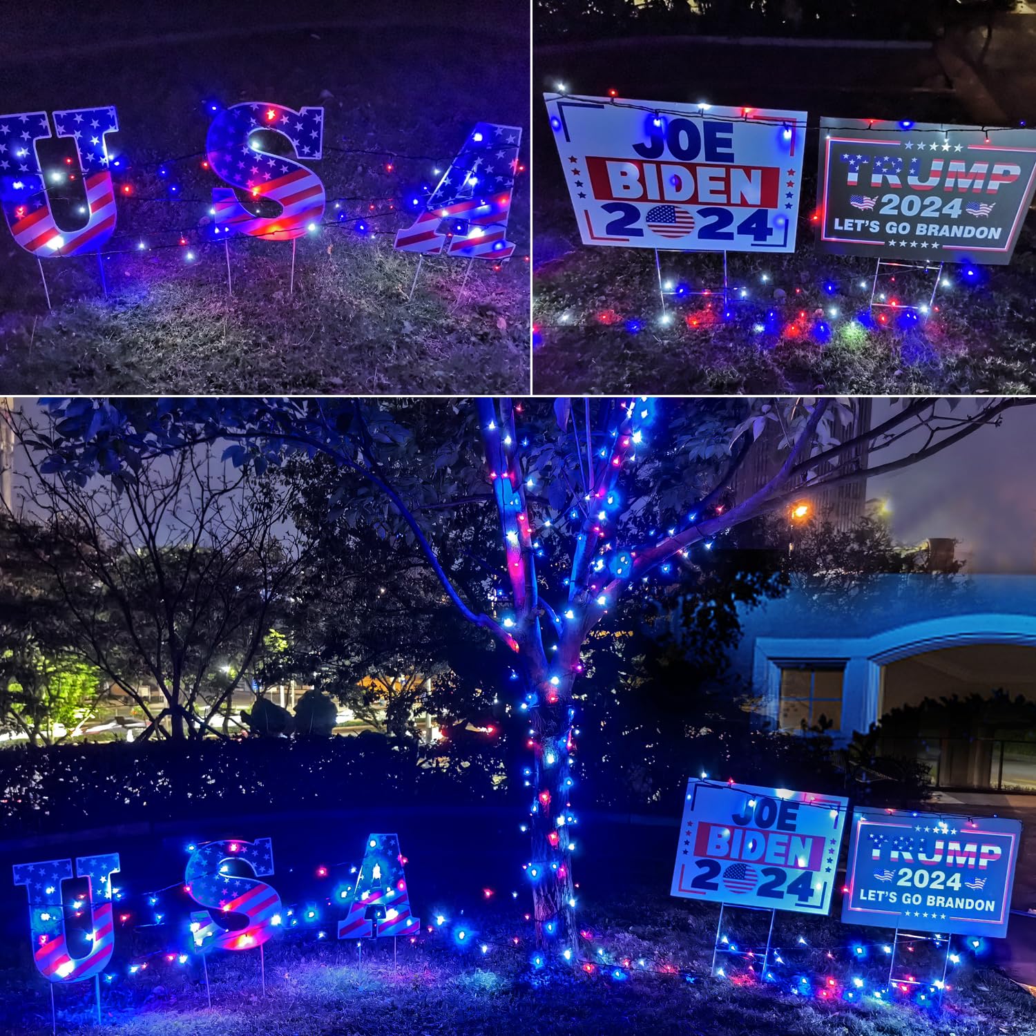 Kwaiffeo 4Th Of July Decorations Outdoor, 100Ft 300Led Red White And Blue String Lights For Independence National Memorial Day,