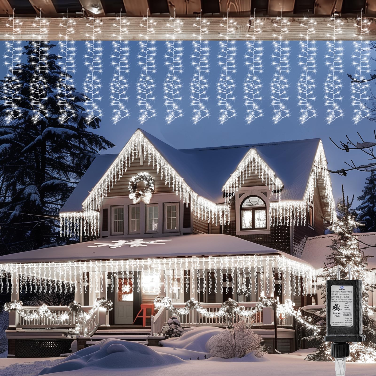 Brightown Cluster Curtain Lights Outdoor, 10FT 480 LED Curtain Fairy Lights with 12 Mode,Hanging String Lights with Timer, Water