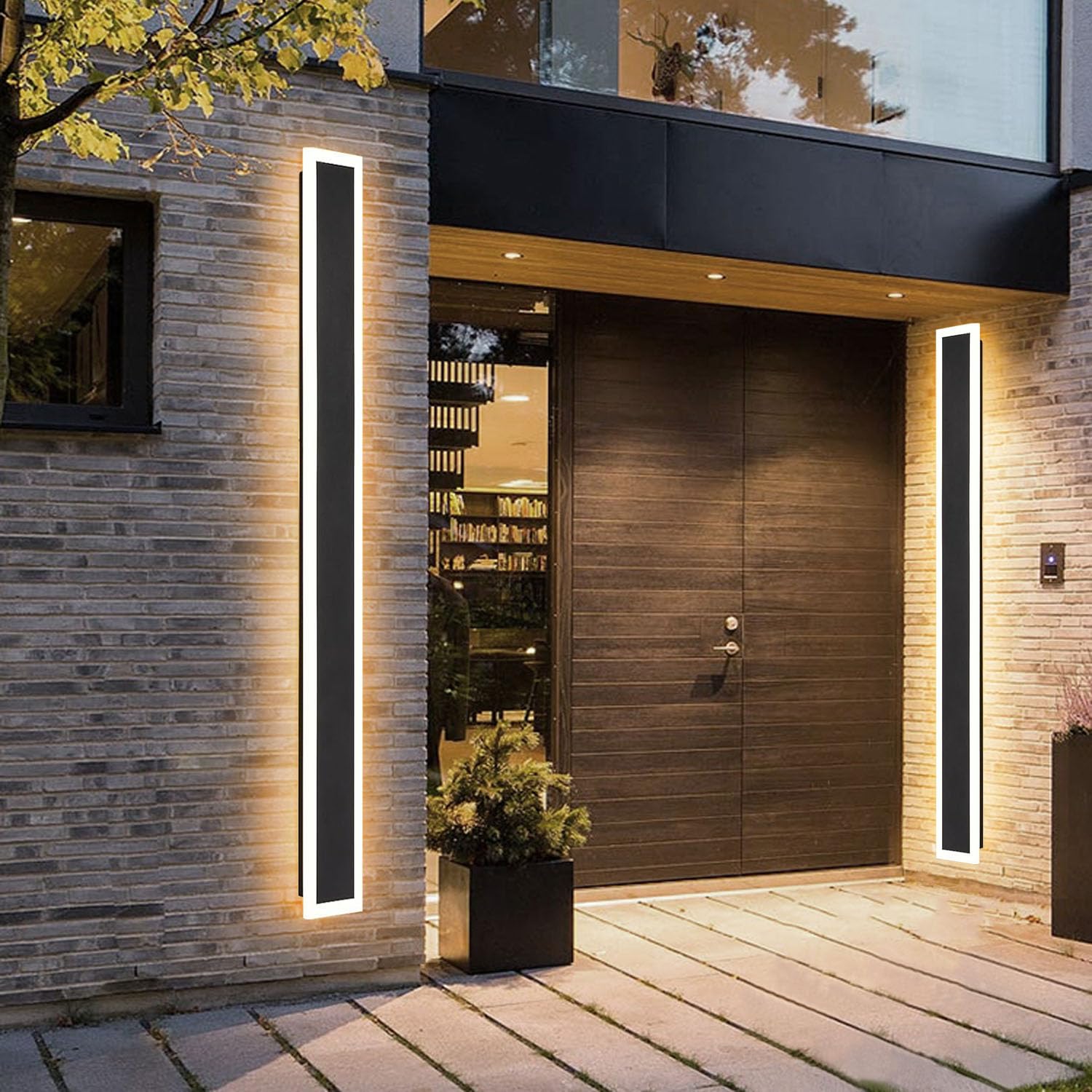 Yongjishun 1 Pack 39INCH Long Outdoor LED Wall Light,30W Waterproof IP65 Warm White 110V led Wall Mount Lighting Fixture Rectangular Black Garage Wall Lights Elegant Frosted White Acrylic Anti Rust