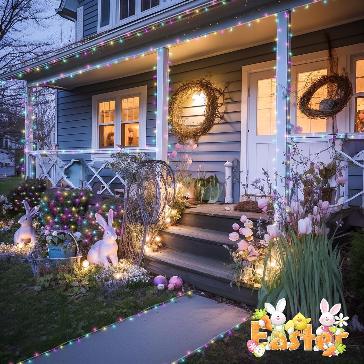 Jmexsuss Multicolor Easter Lights Clear Wire Outdoor Indoor, 600 Led Multicolor Easter String Lights,168Ft Colorful Christmas Lights Plug In For Bedroom Tree Room Party Easter Decorations
