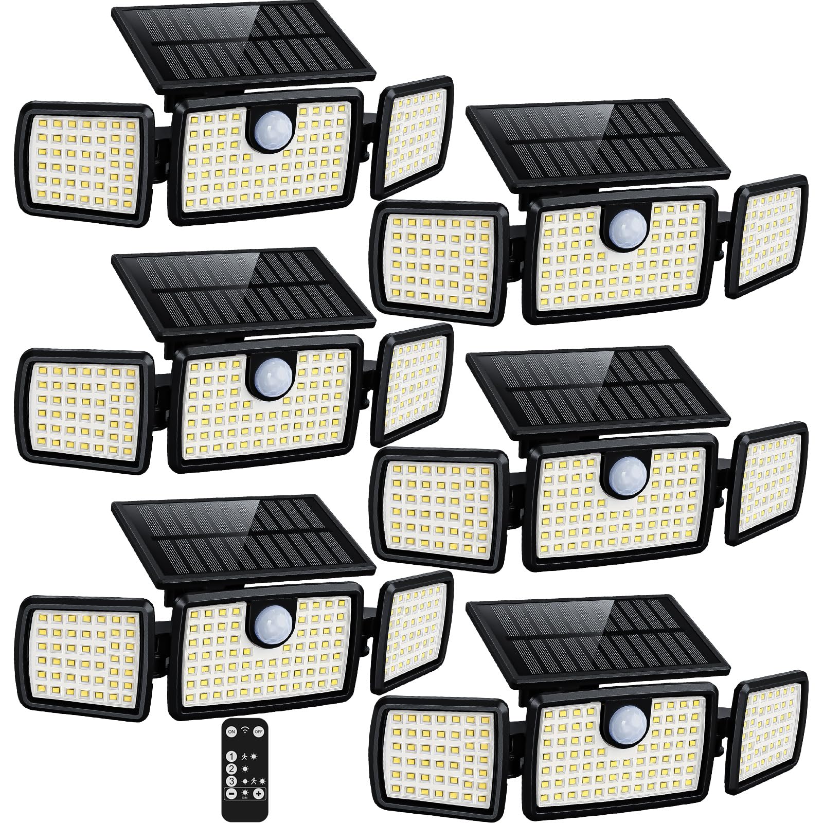 MIHANI Solar Lights Outdoor  Quick Charge Solar Motion Deck Lights Outdoor for Deck with High Brightness  Larger Built-in Tempered Glass Panel  Sensitive PIR Motion Inductor (Remote 6 Pack)