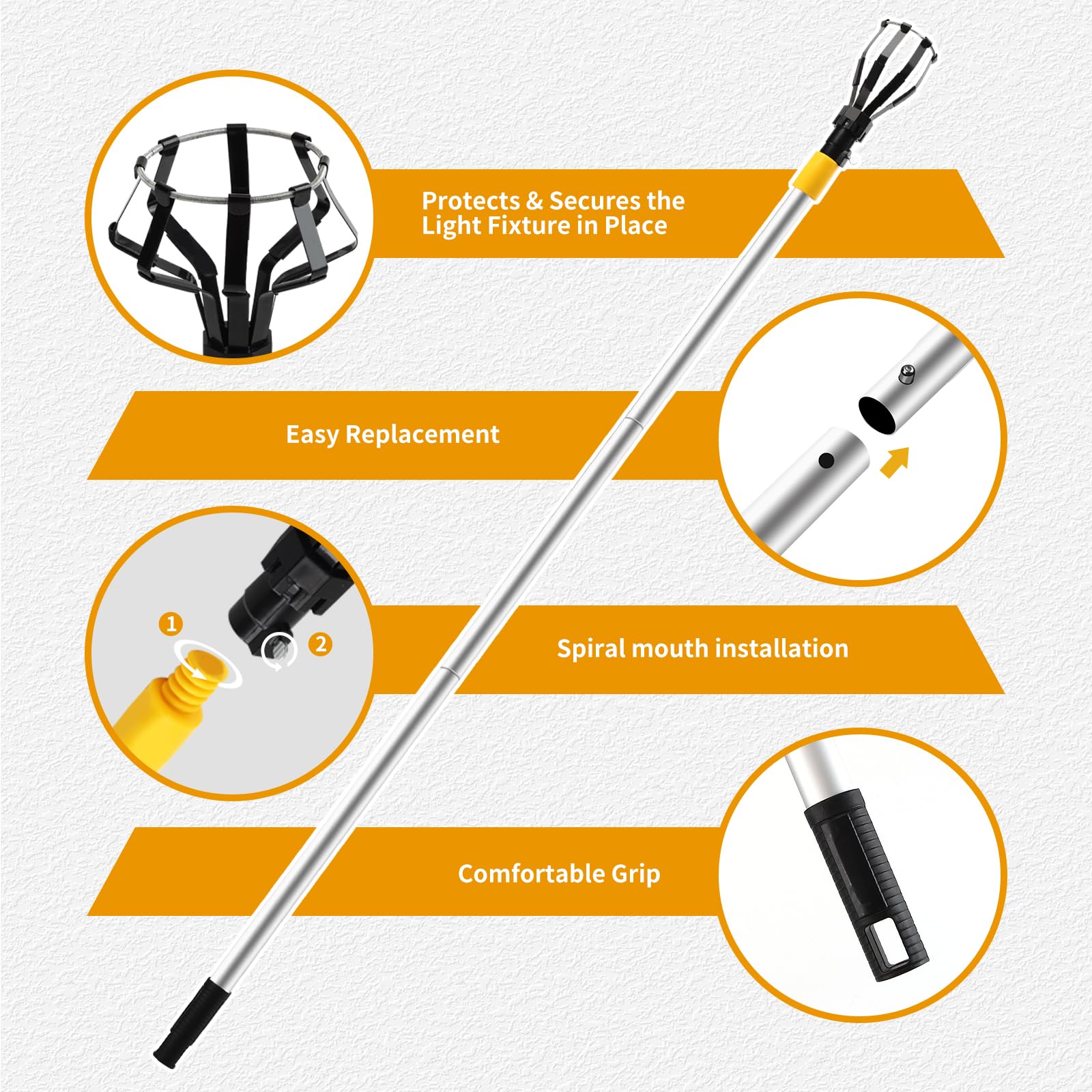 13Ft Light Bulb Changer For High Ceilings Light Bulb Changer Pole Ceiling With Pole High Ceiling With Baskets And Suction Cup Te