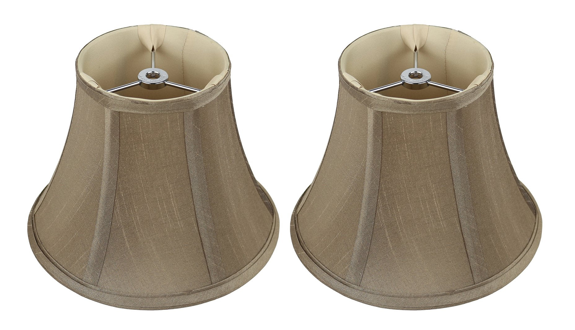 Urbanest Set Of 2 Softback Bell Lampshades, Faux Silk, 5X9X7, Golden Taupe, Spider-Fitter