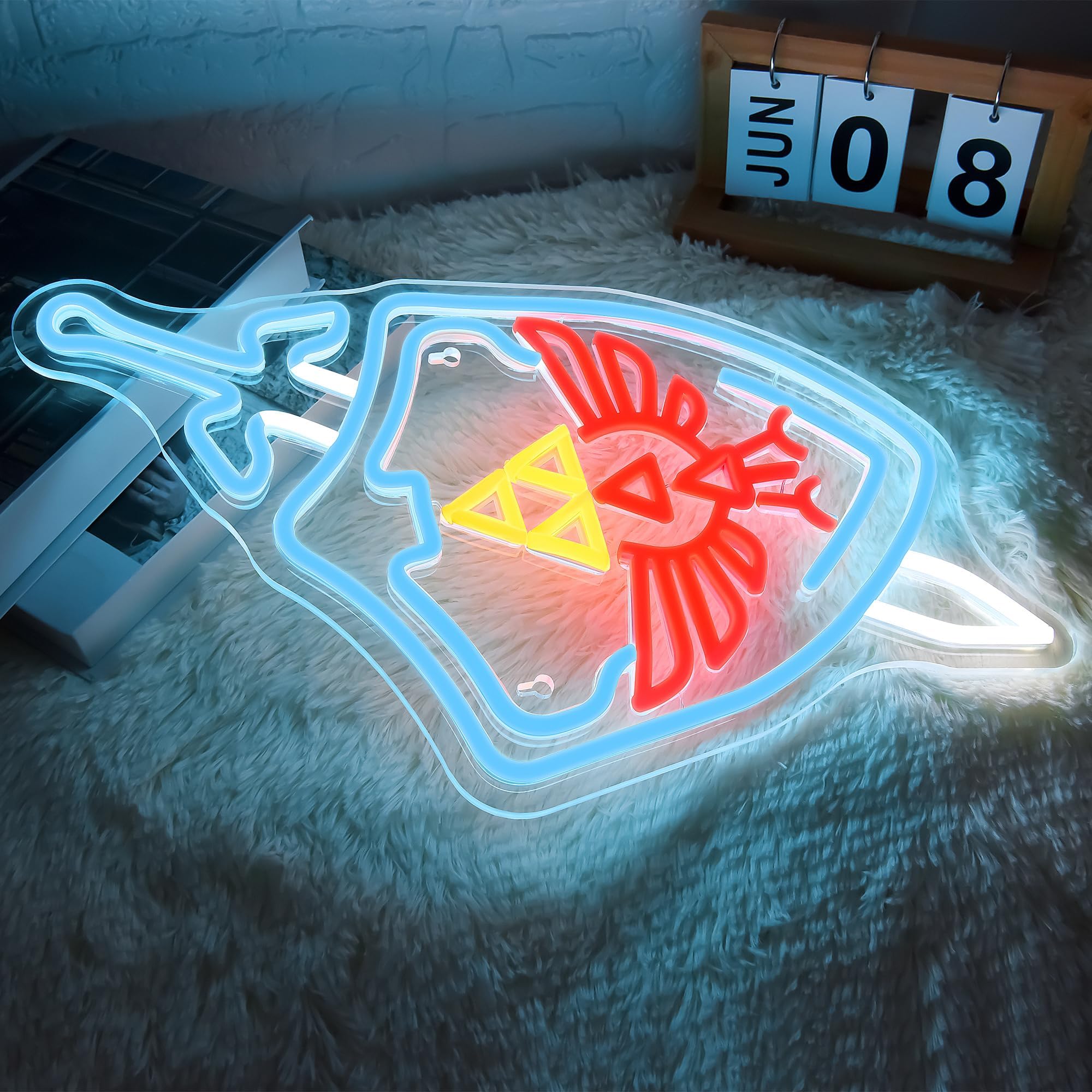 FTMGGDG Neon Sign, decorative replica cutting edge & Shield LED Wall Decor, USB Powered, 16.53 x 11.02 inches, Model FMXD031