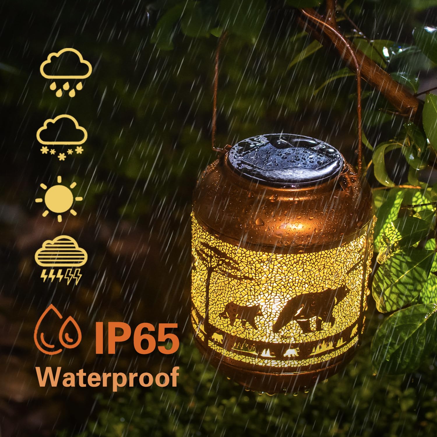 Bear Solar Lanterns Outdoor Waterproof,Hanging Solar Lights Bear Gifts For Women Men Metal Led Decorative Light For Yard,Patio,L