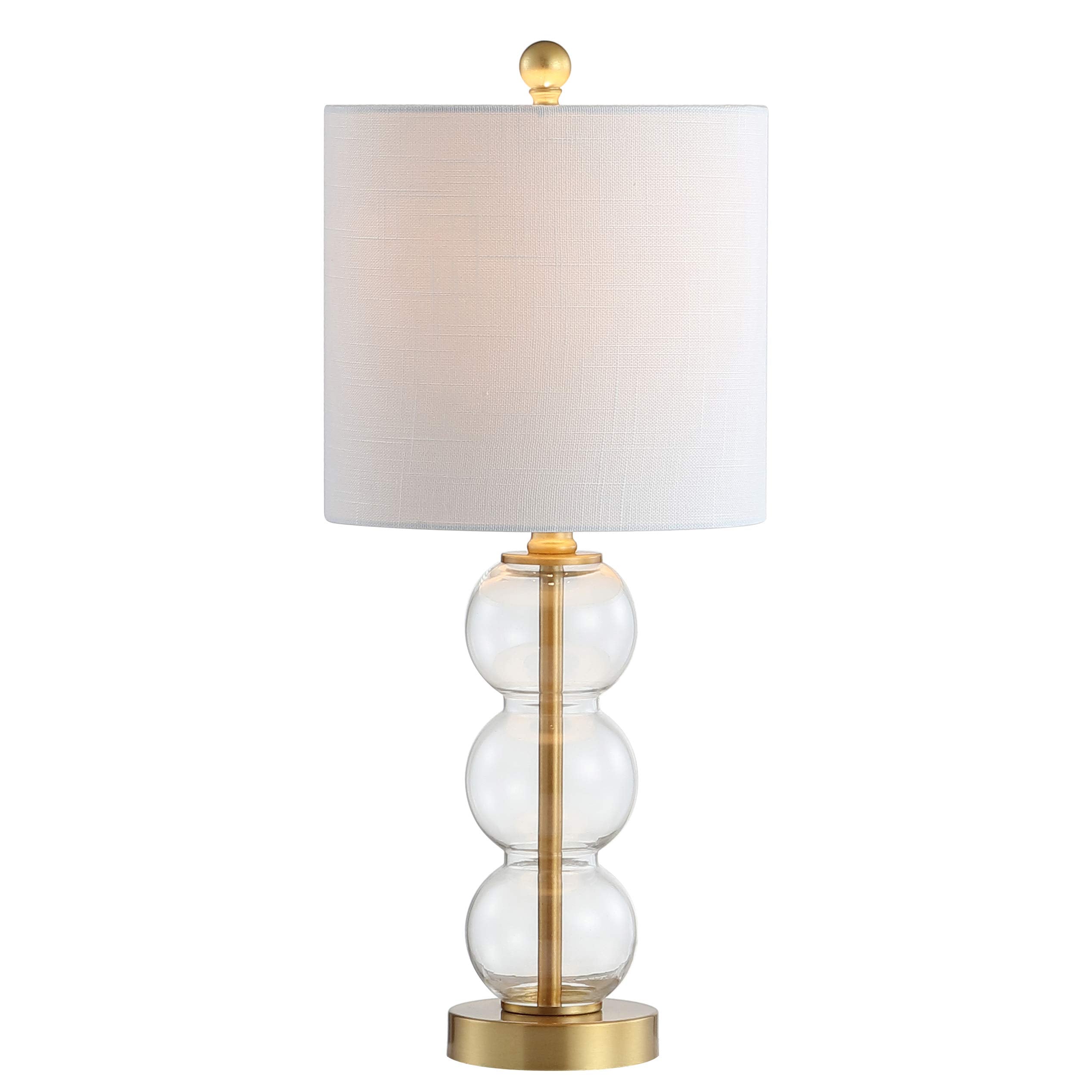 JONATHAN Y JYL1021B February 21 Glass/Metal LED Table Lamp Contemporary Glam Modern Bedside Desk Nightstand Lamp for Bedroom Living Room Office College Bookcase LED Bulb Included  Clear/Brass Gold