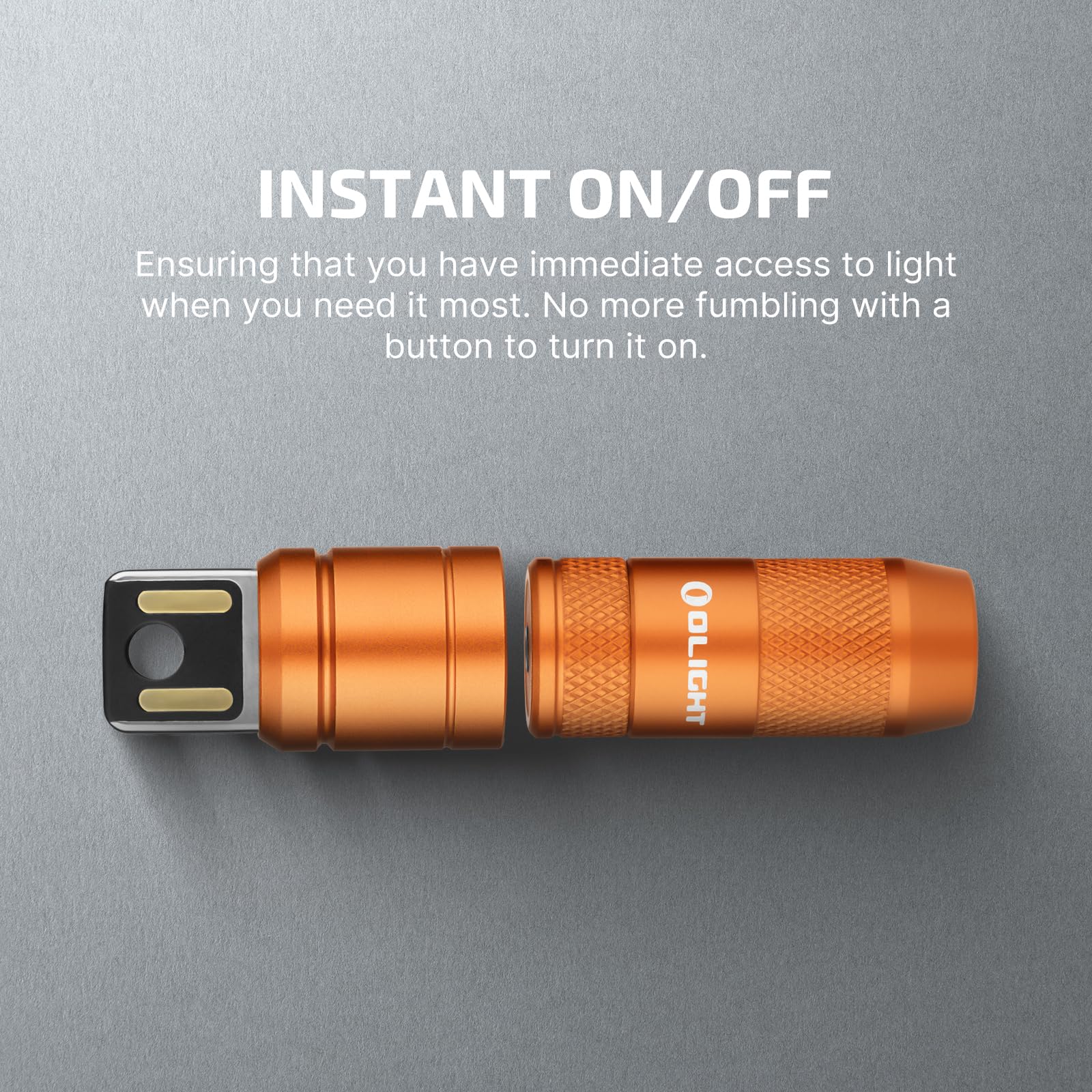 OLIGHT IMINI 2 EDC Rechargeable Keychain Flashlight - 50 Lumens Compact Mini LED Light, Portable, Orange, Ideal for Everyday Carry and Emergencies