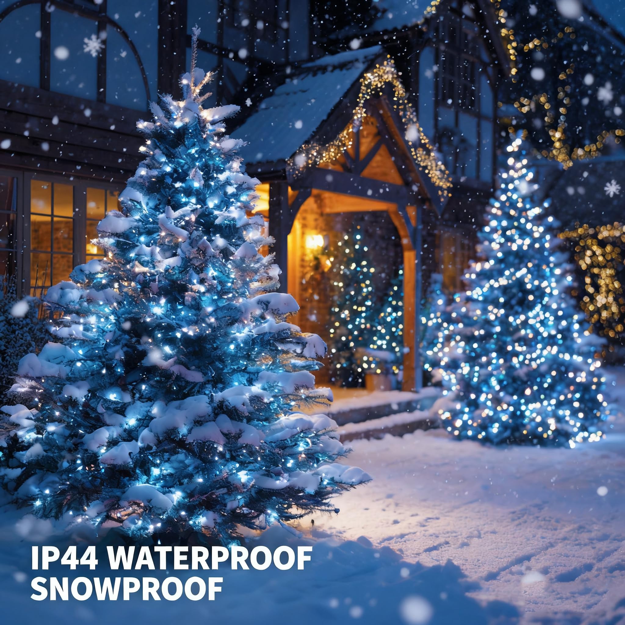 Tw Shine Christmas Lights  600 Led 196Ft Christmas String Lights Plug-In With 8 Modes Timer And Remote  Waterproof Outdoor Decorations For Bedroom Wedding Party Yard Tree Decor  Blue & White